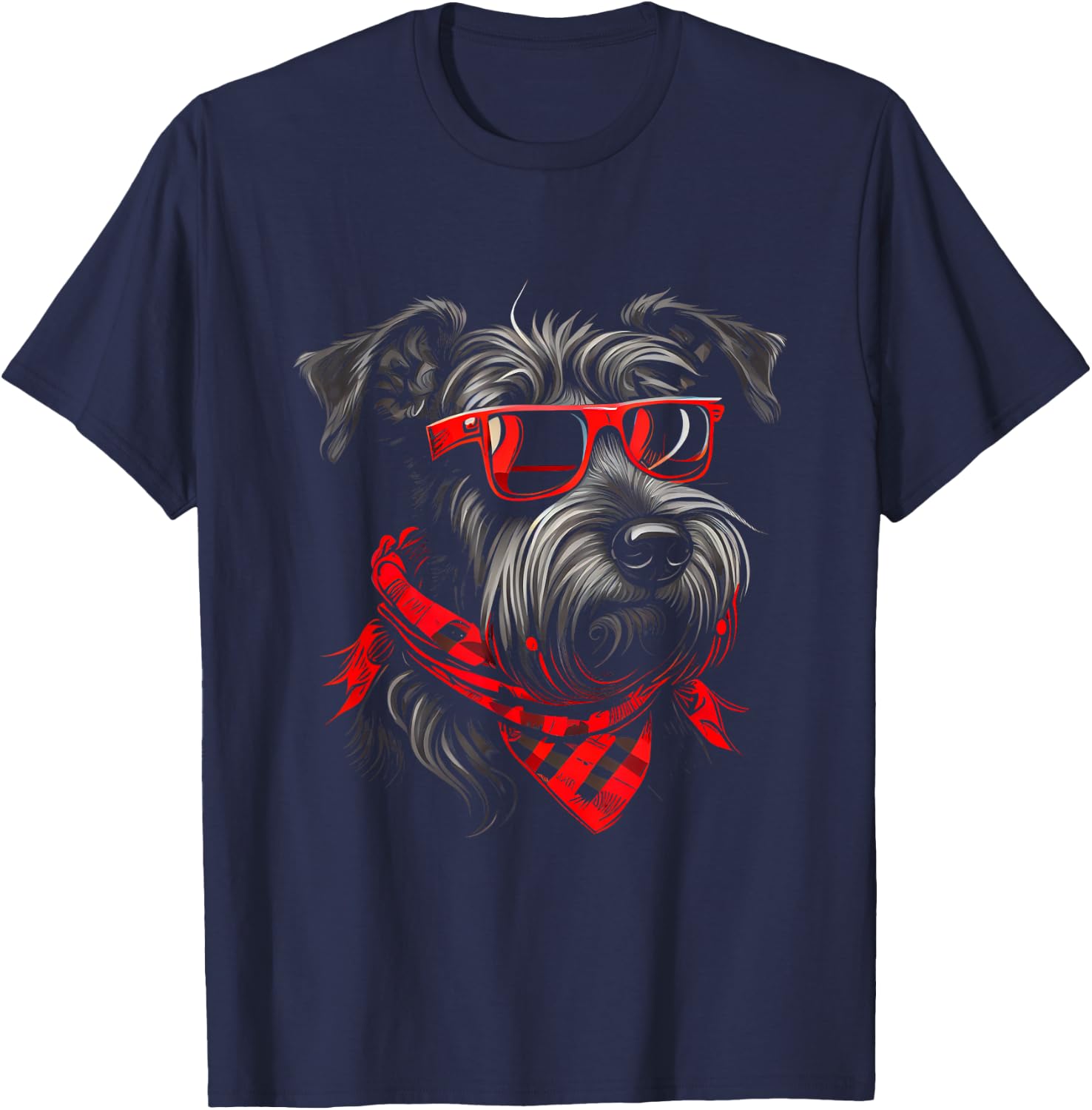 Miniature Schnauzer Sunglasses Bandana T-Shirt - T-Shirt | Navy