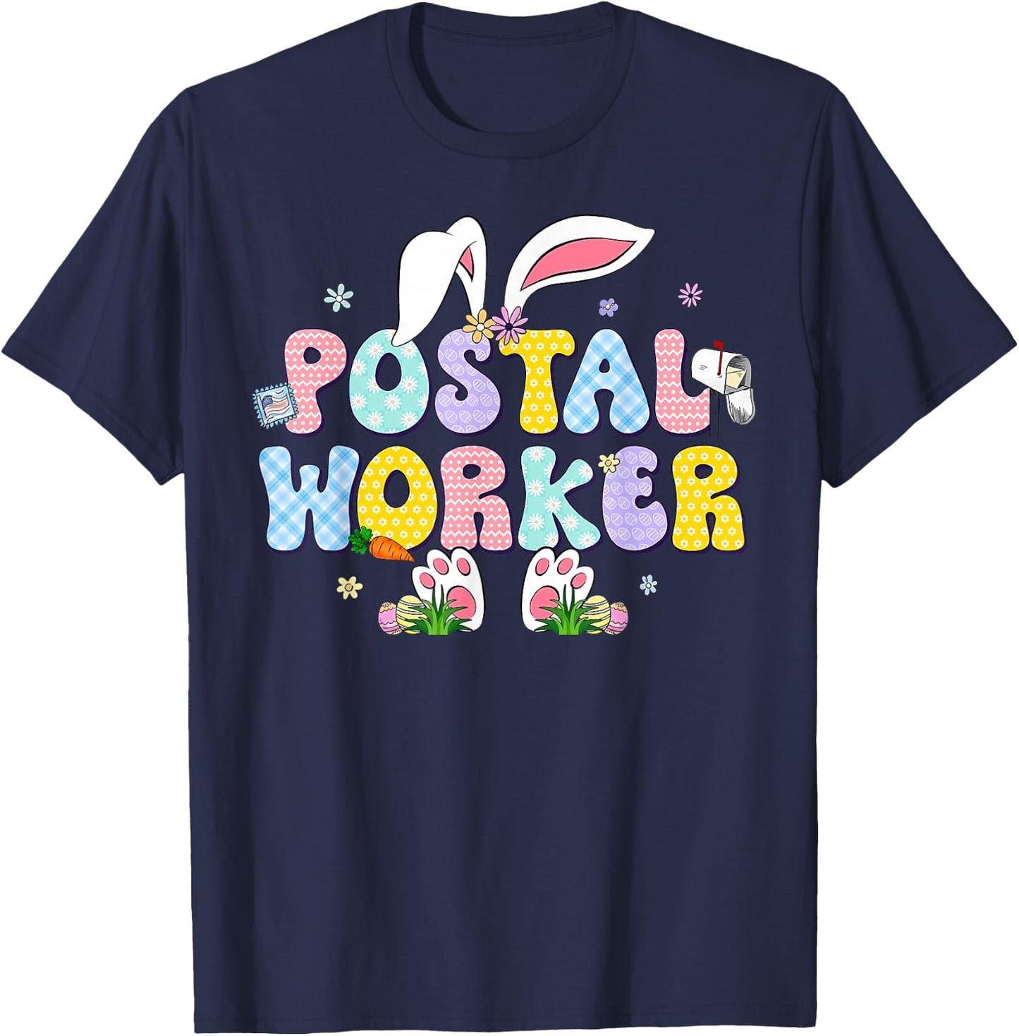 Postal Worker Easter Mail Carrier Postal Carrier Mailman T-Shirt - T-Shirt | Navy