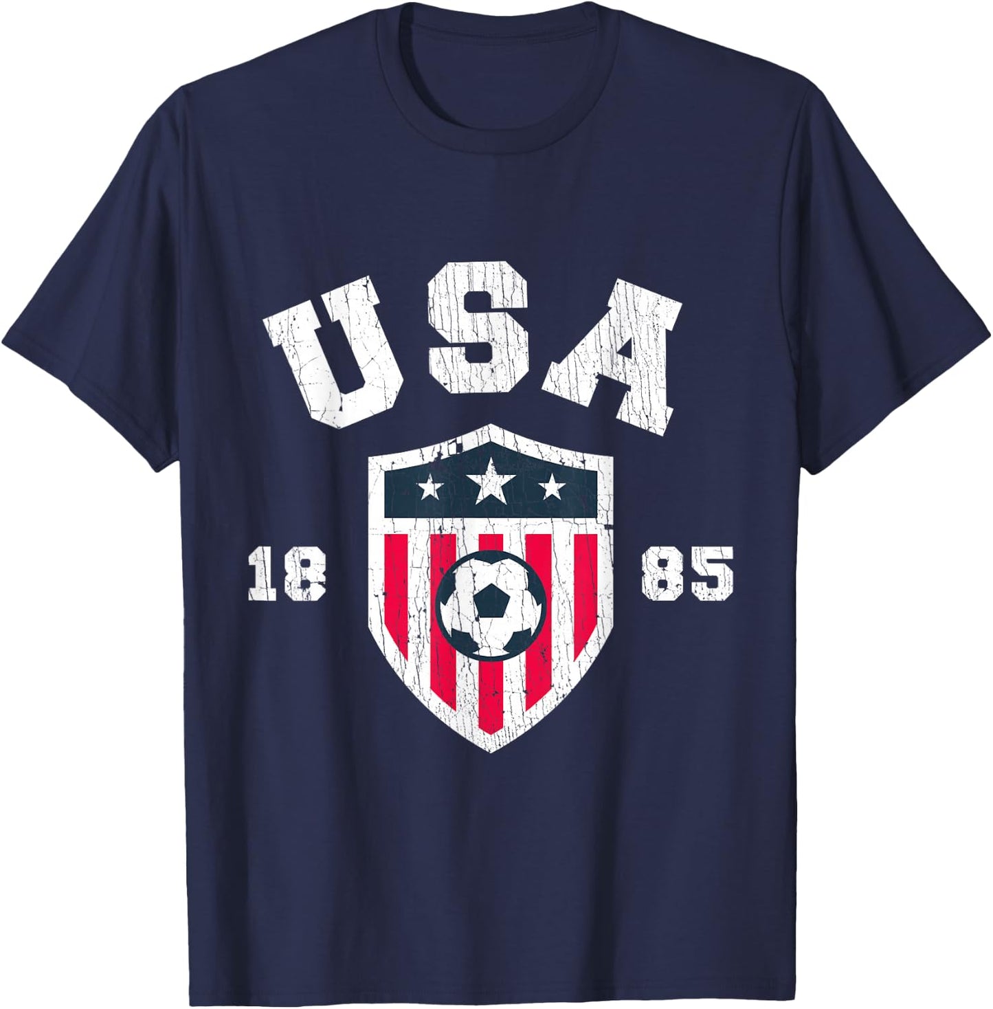 Vintage USA Soccer 1885 American Flag Football T-Shirt - T-Shirt | Navy