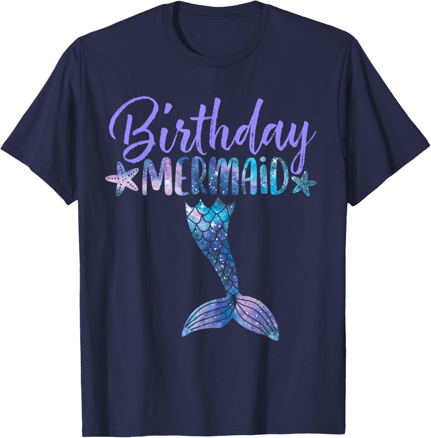 Birthday Mermaid Party Girl Tail Matching Mermaid Squad T-Shirt - T-Shirt | Navy
