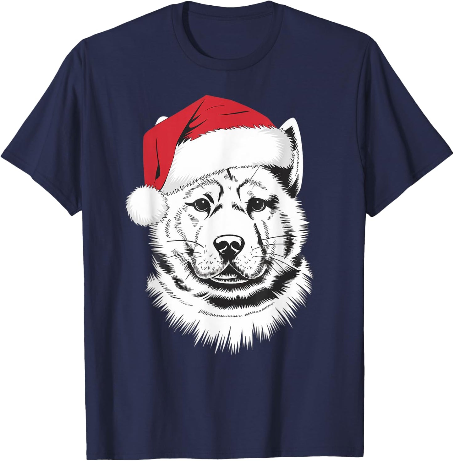 Joyful Akita Santa Dog on Akita Christmas T-Shirt - T-Shirt | Navy