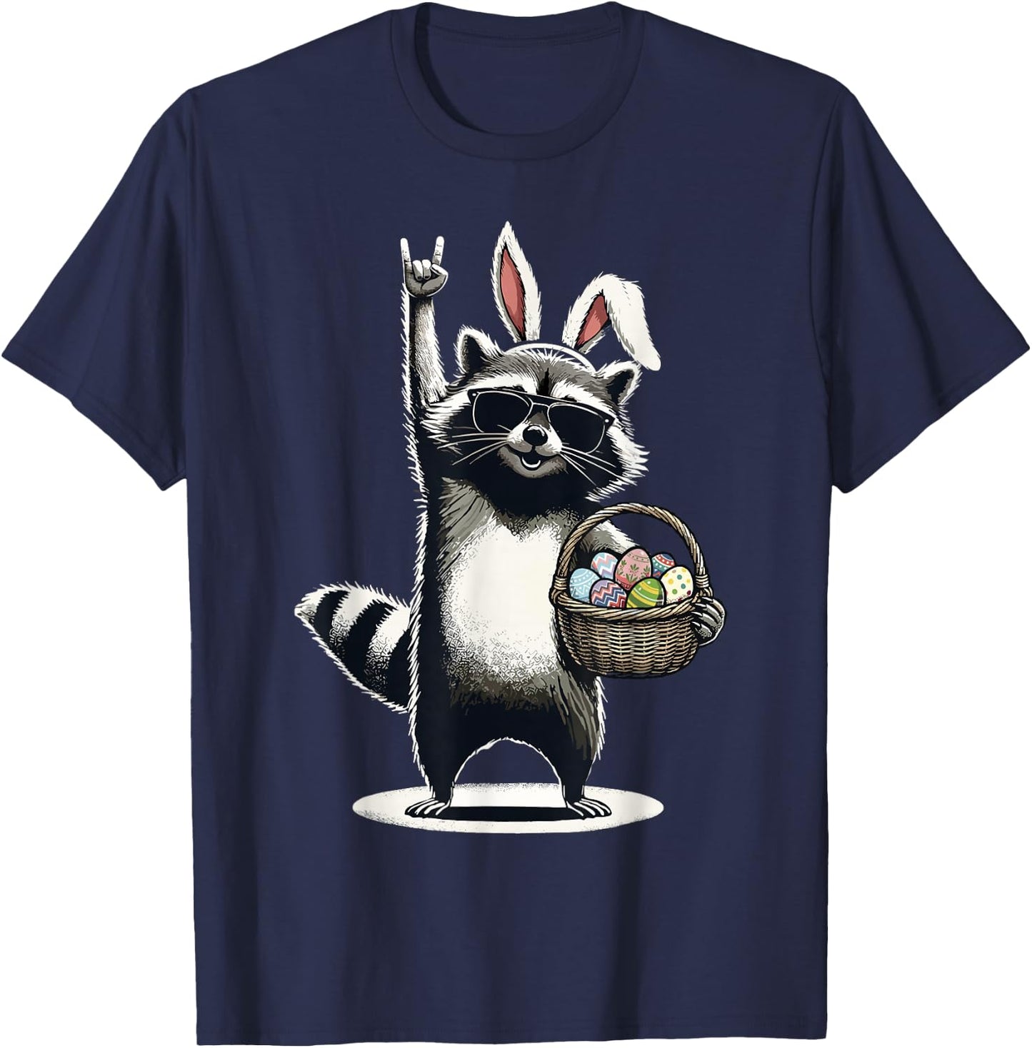 Ostern Waschbär Rocks Ostereiersuche Lustiges Ostern T-Shirt - T-Shirt | Navy