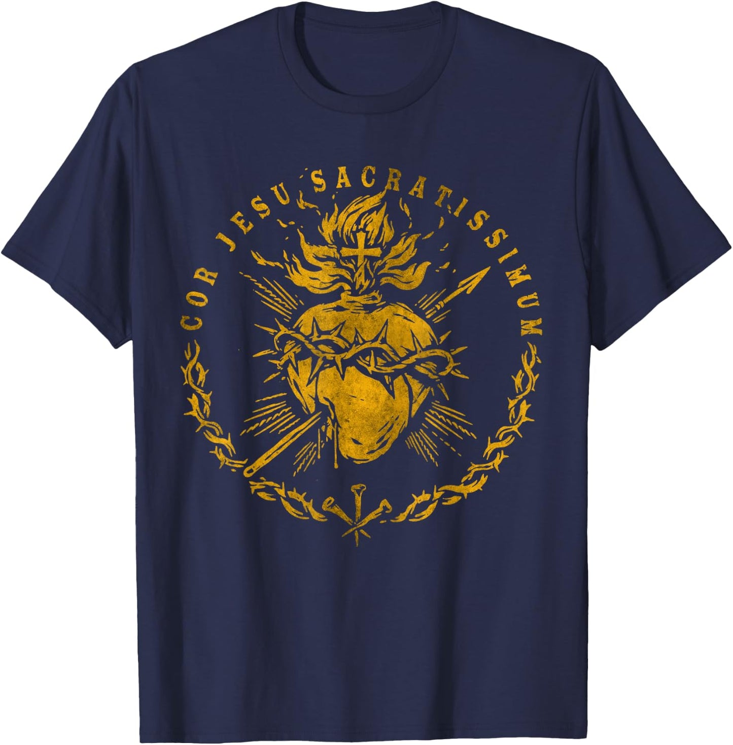 Cor Jesu Sacratissimum, Heiliges Herz Jesus katholischer Glaube T-Shirt - T-Shirt | Navy