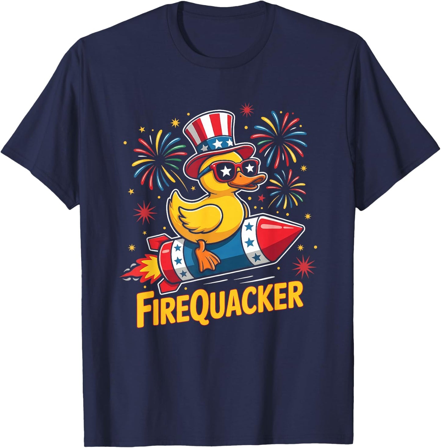 4th of July Duck Firequacker Patriotic Fourth of July Funny T-Shirt - T-Shirt | Navy