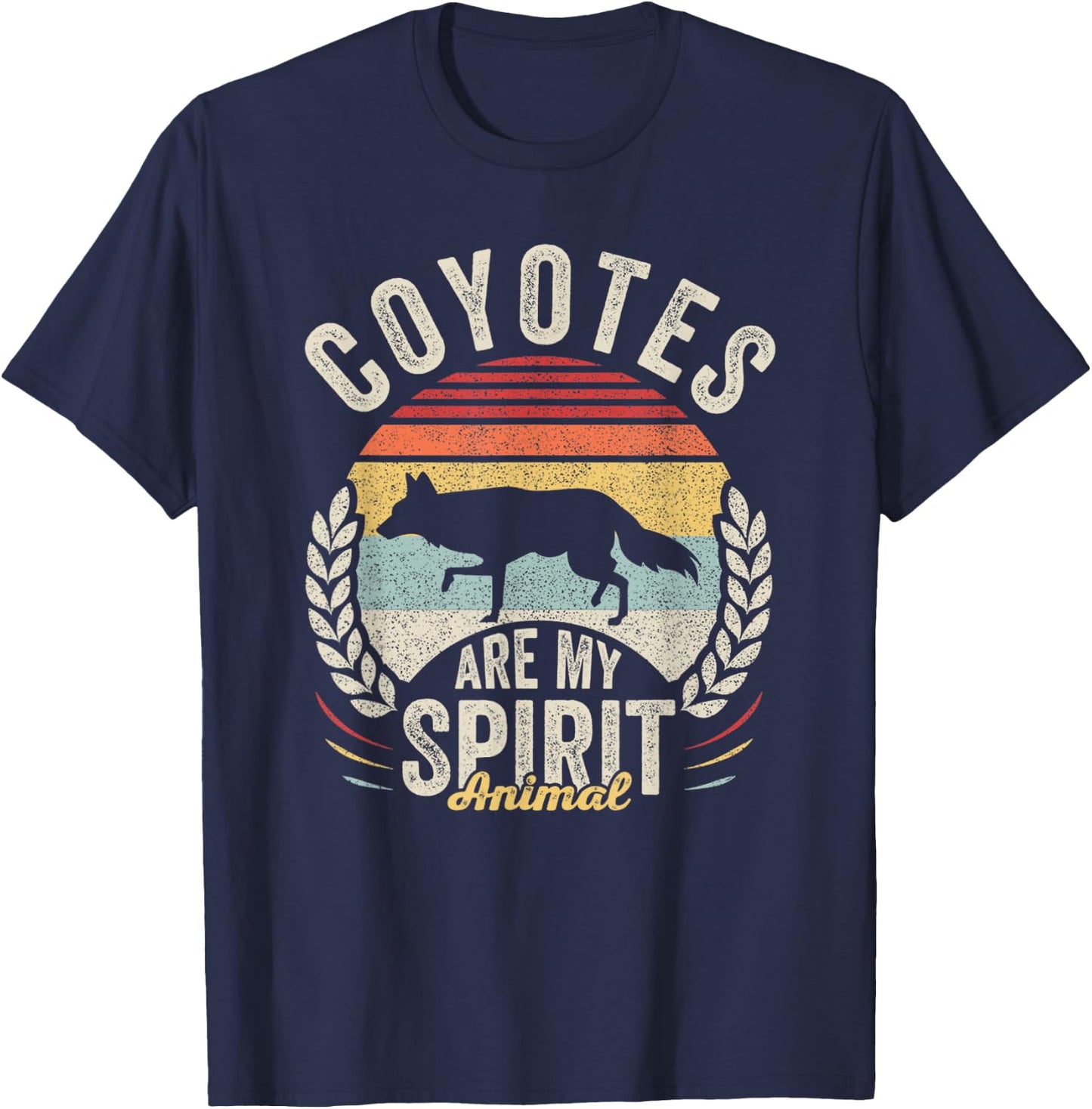 Vintage Retro Coyotes Are My Spirit Animal Coyote Lover T-Shirt - T-Shirt | Navy