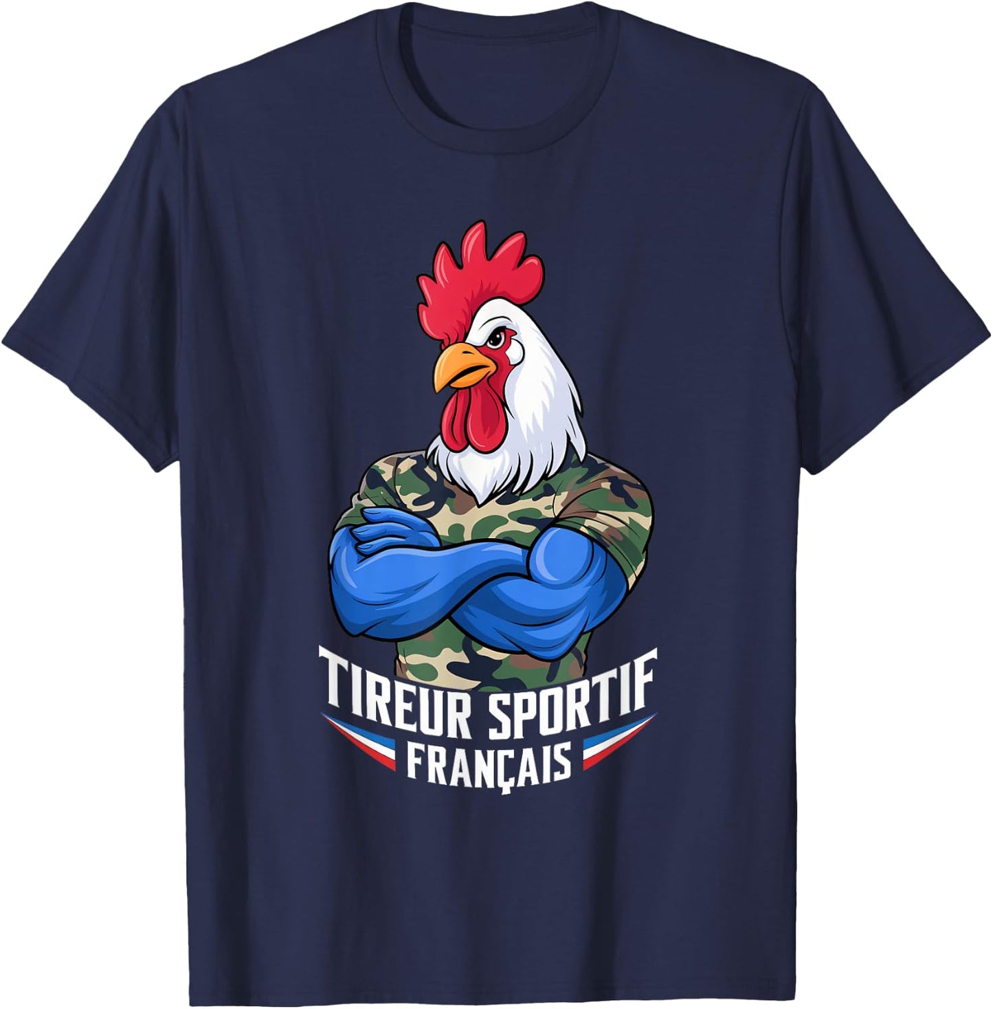 French Sporty Shooter, Shooting Stand Humor Airsoft Pride , Black, S T-Shirt - T-Shirt | Navy