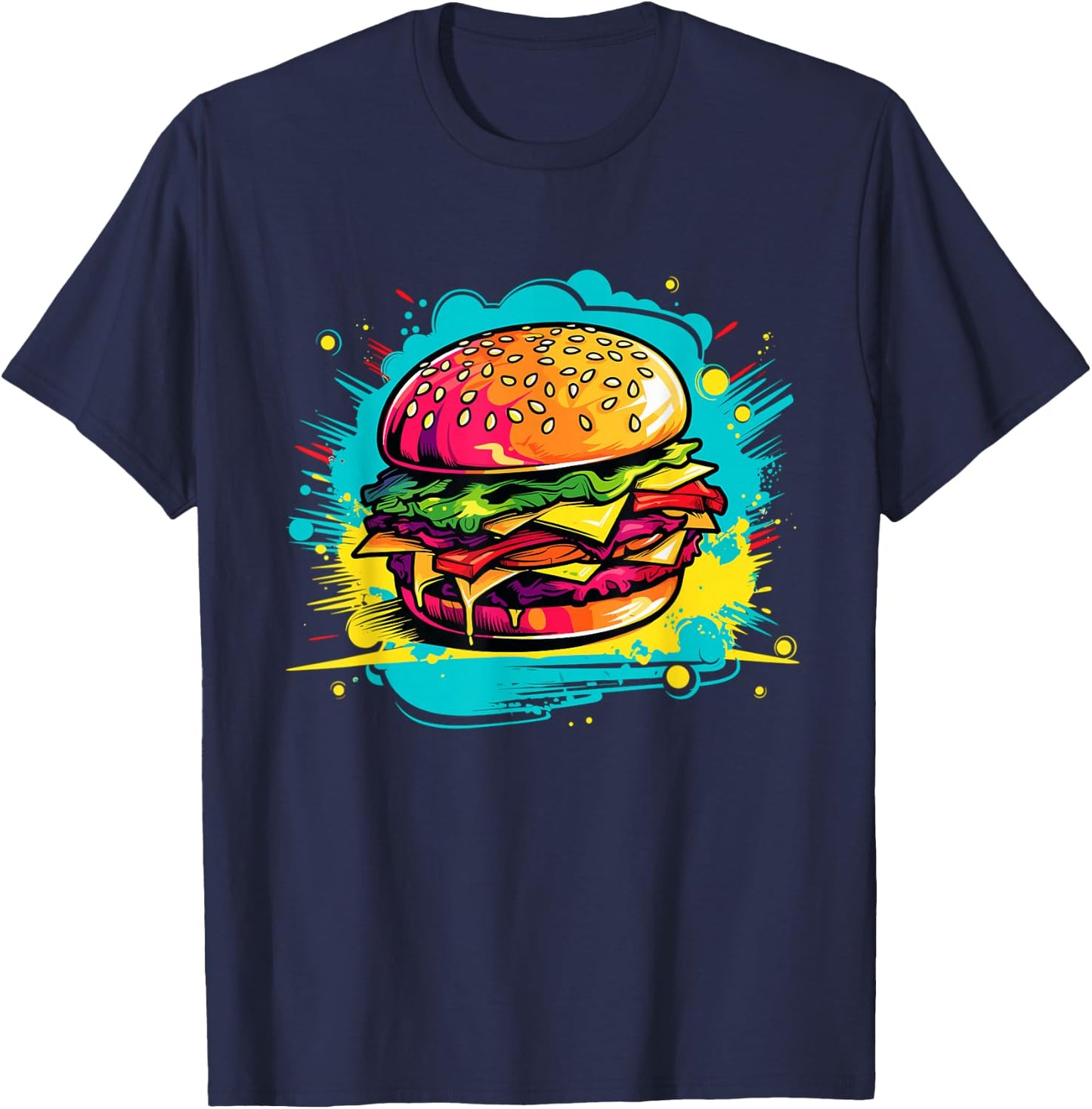 Colorful Burger T-Shirt - T-Shirt | Navy