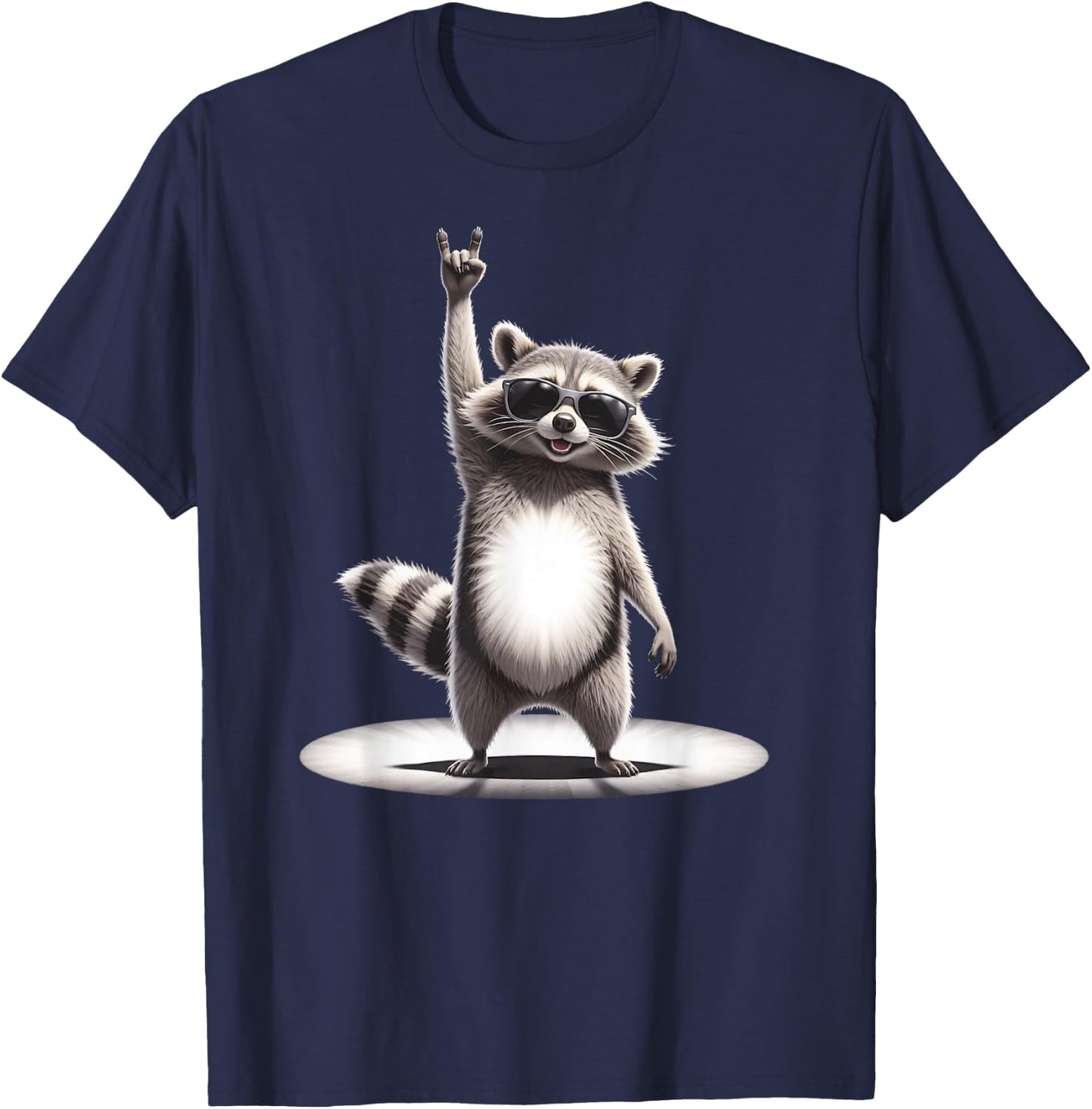 Funny Washbear Rock Music X Retro Rocker Racoon Pedro , black T-Shirt - T-Shirt | Navy