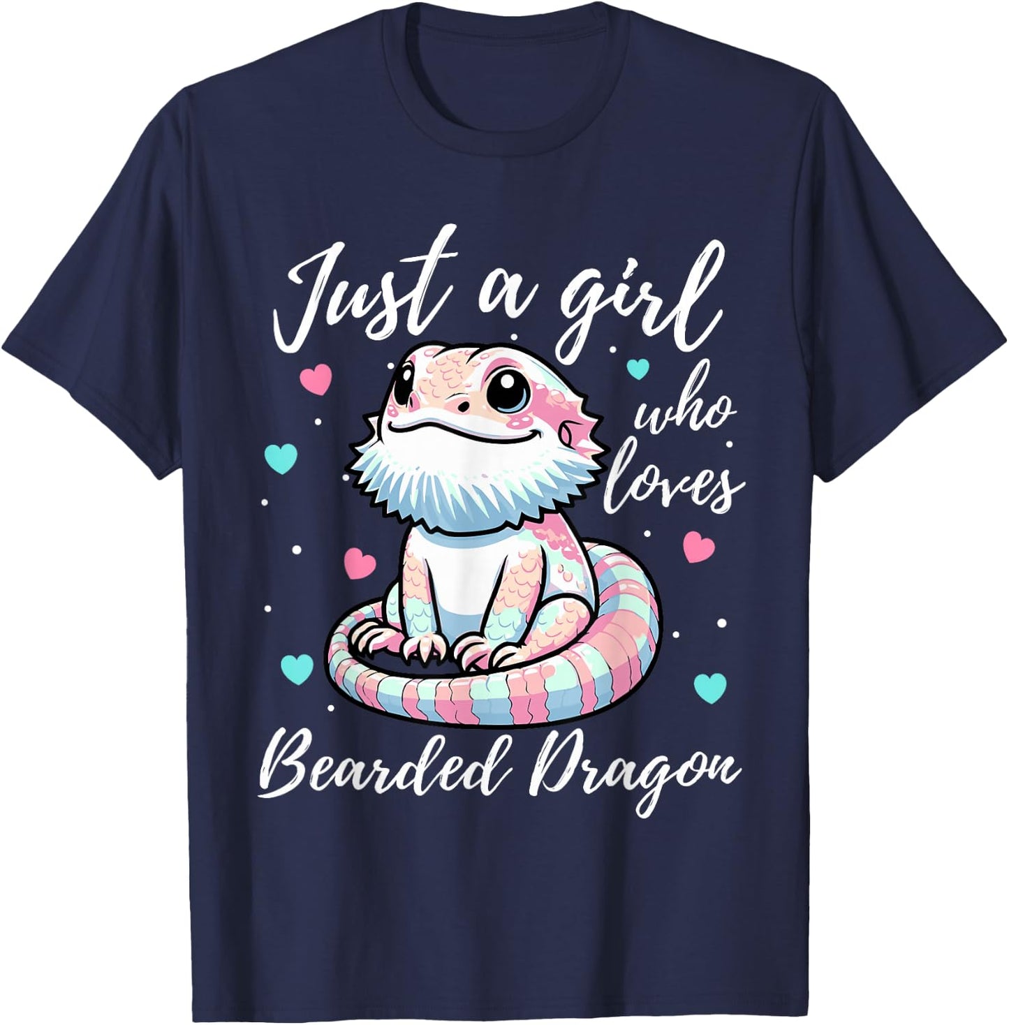 Just A Girl Who Loves Bearded Dragon Cute Pastel Color T-Shirt - T-Shirt | Navy