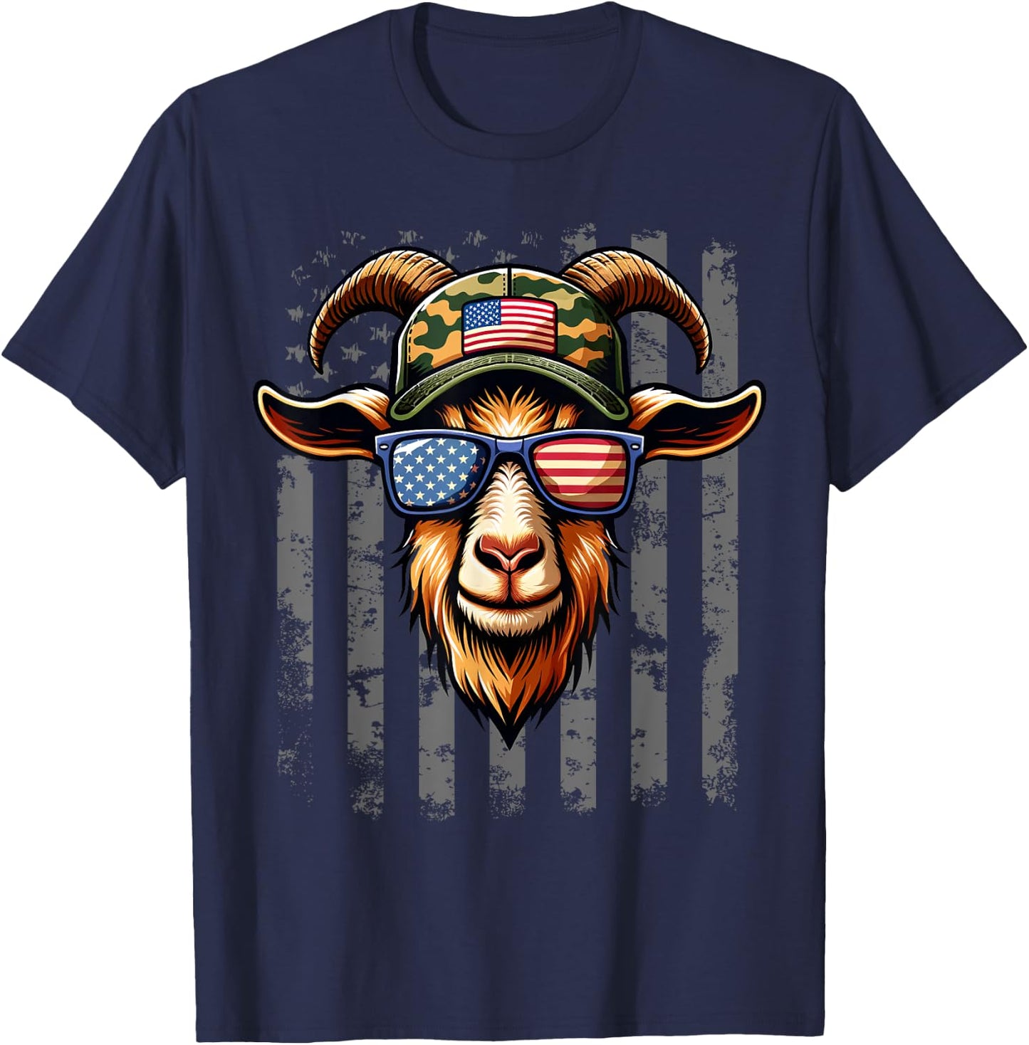 4th July Goat USA Flag Dad Father America Men Boys Kids T-Shirt - T-Shirt | Navy