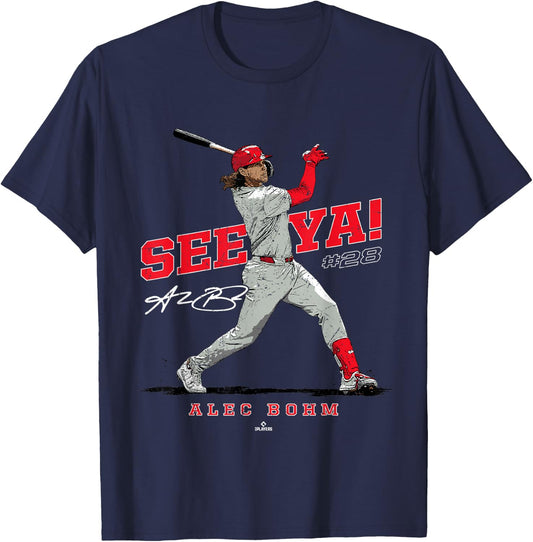 See Ya! Alec Bohm Philadelphia MLBPA T-Shirt - T-Shirt | Navy