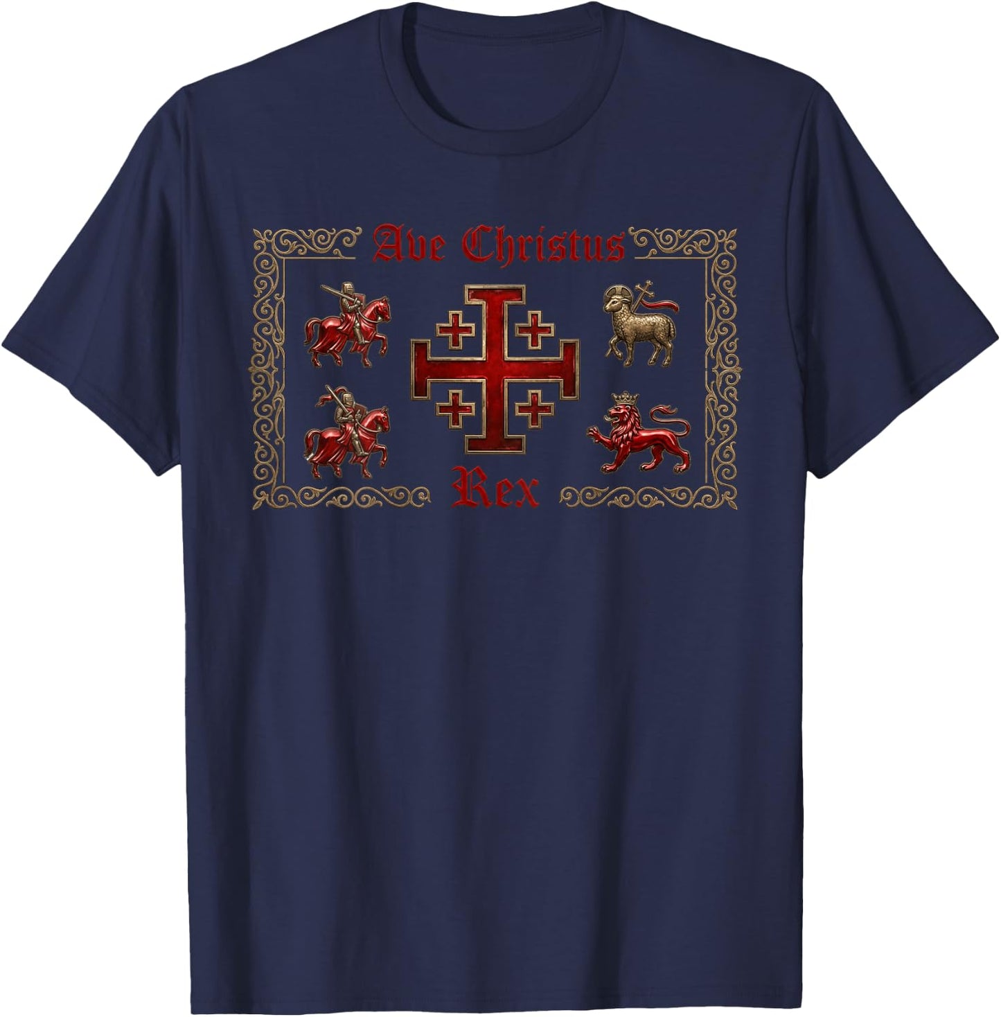 Königreich Jerusalem: AVE Christus REX T-Shirt - T-Shirt | Navy