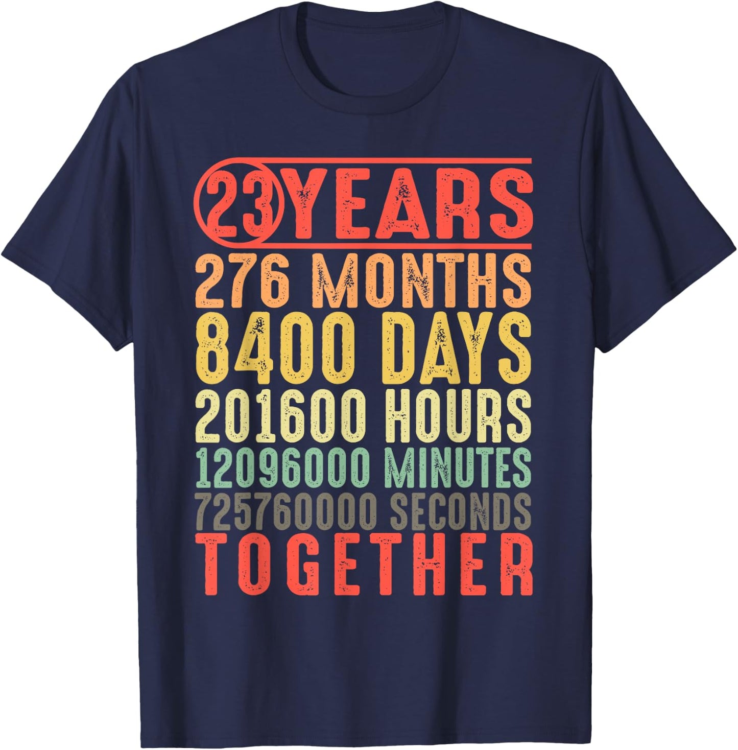 23rd Anniversary 23 Years Couple 23rd Wedding Anniversary T-Shirt - T-Shirt | Navy