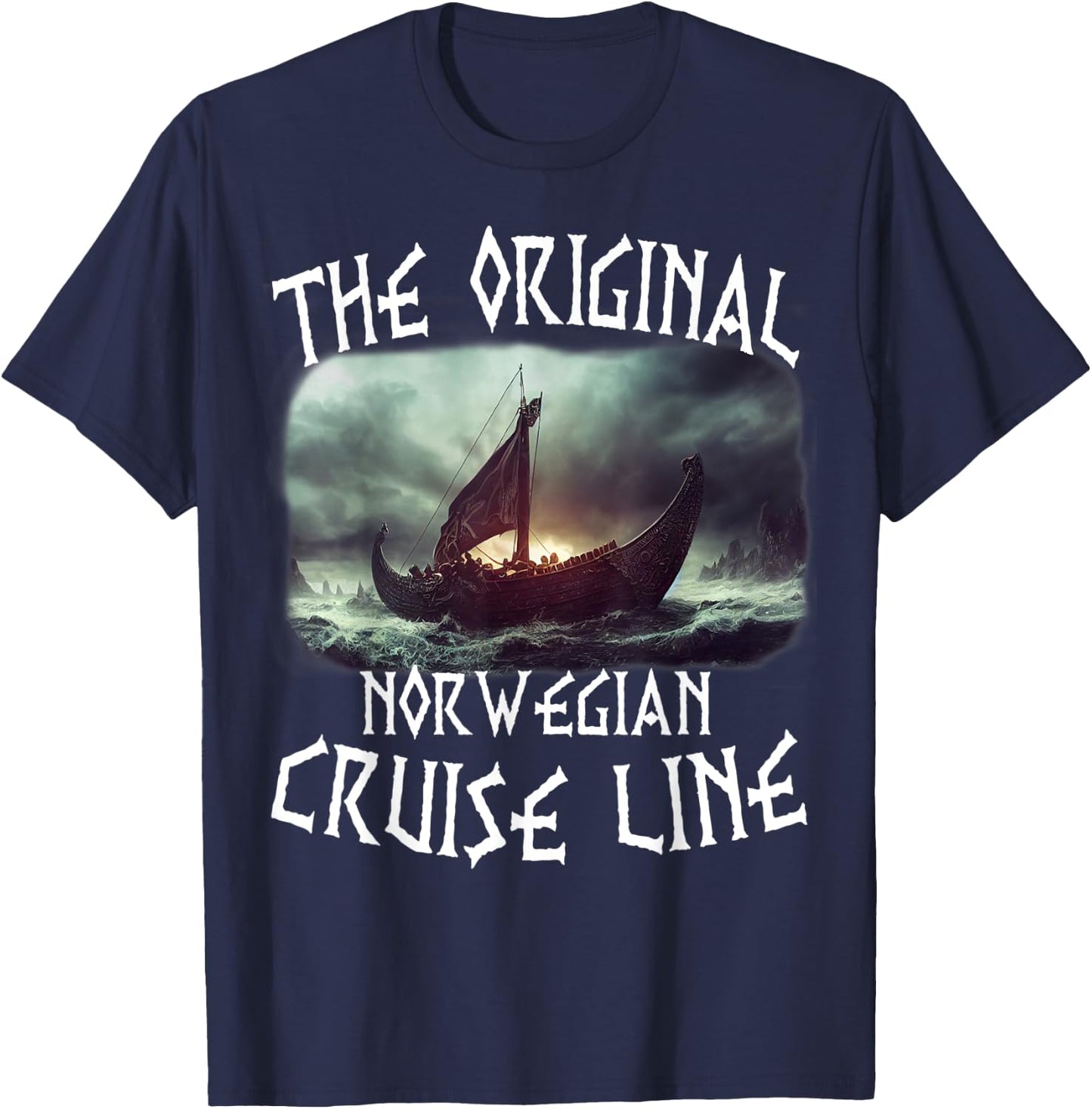 Norse Mythology Original Norwegian Cruise Line Viking Ship T-Shirt - T-Shirt | Navy