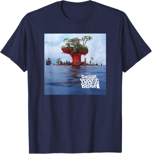Gorillaz Plastic Beach LP Cover T-Shirt - T-Shirt | Navy