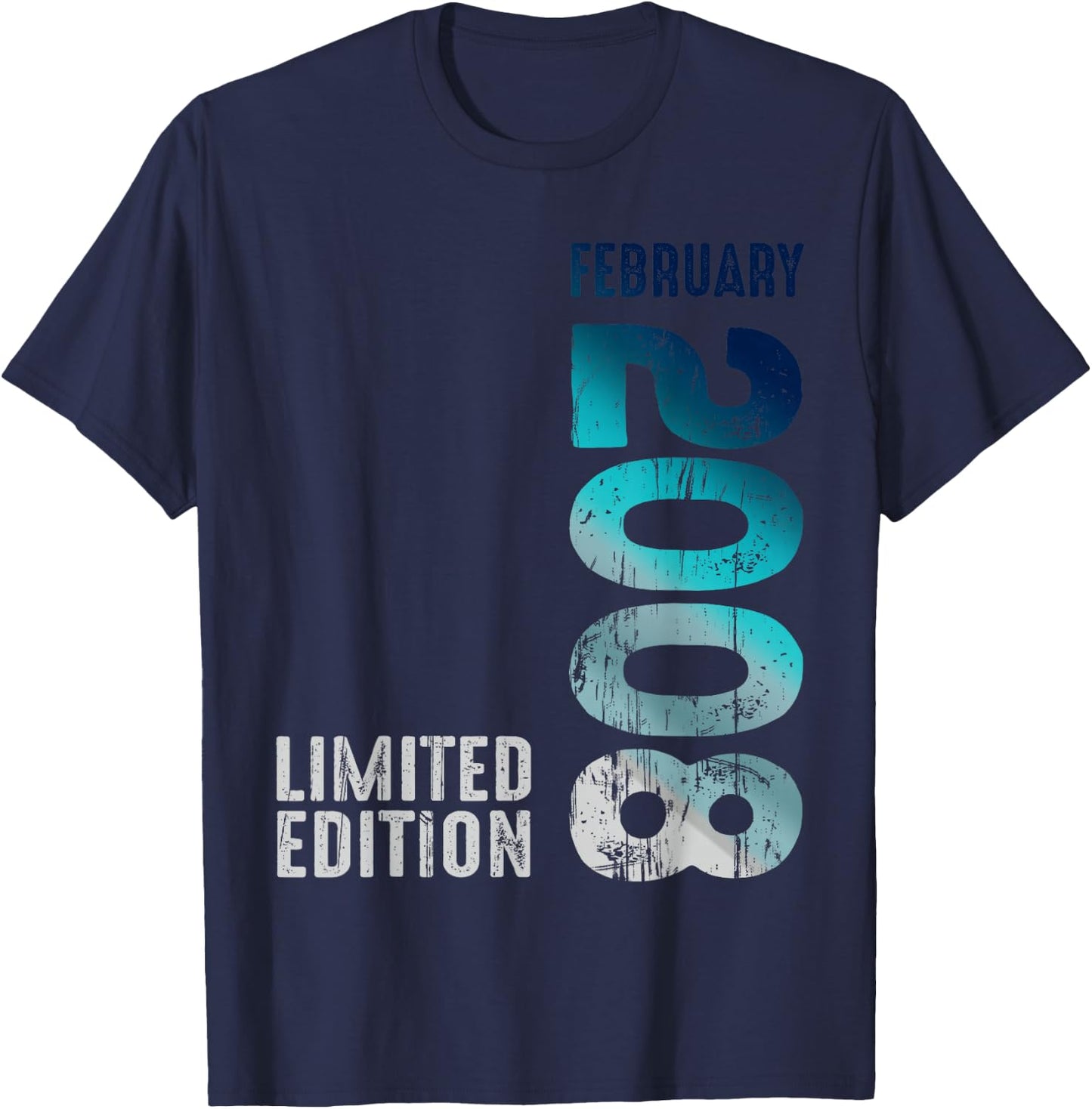 February 2008 Year 2008 Retro 2008 Vintage Limited Edition , black T-Shirt - T-Shirt | Navy