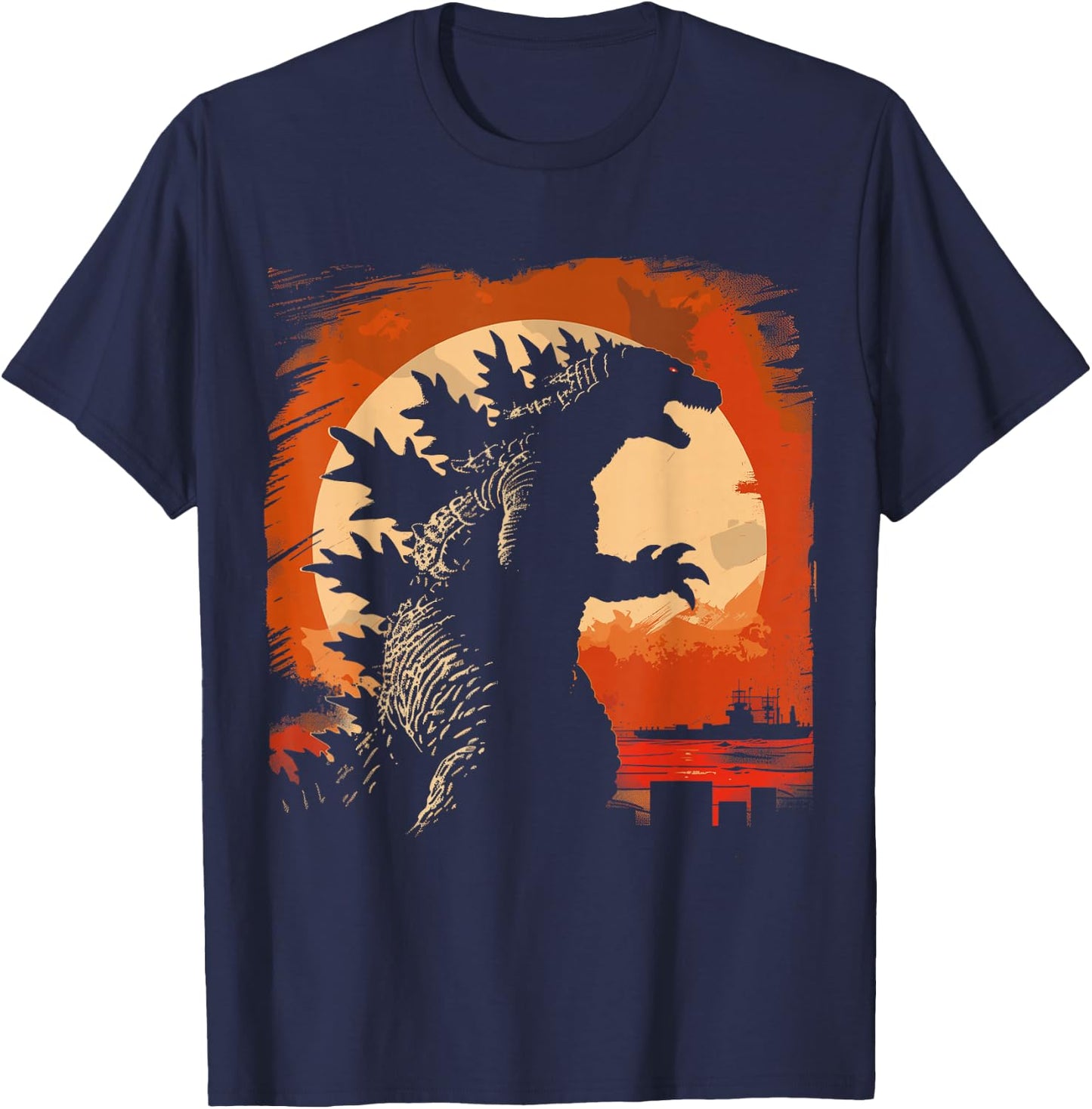Retro Vintage Japanese Art Legendary Rare Kaiju , -Adults, -Kids, Black, Small, Short Sleeve T-Shirt - T-Shirt | Navy