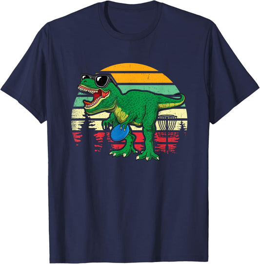 Frisbees Dino Cute T Rex Dinosaur Kids Boys Disc Golf Gift T-Shirt - T-Shirt | Navy