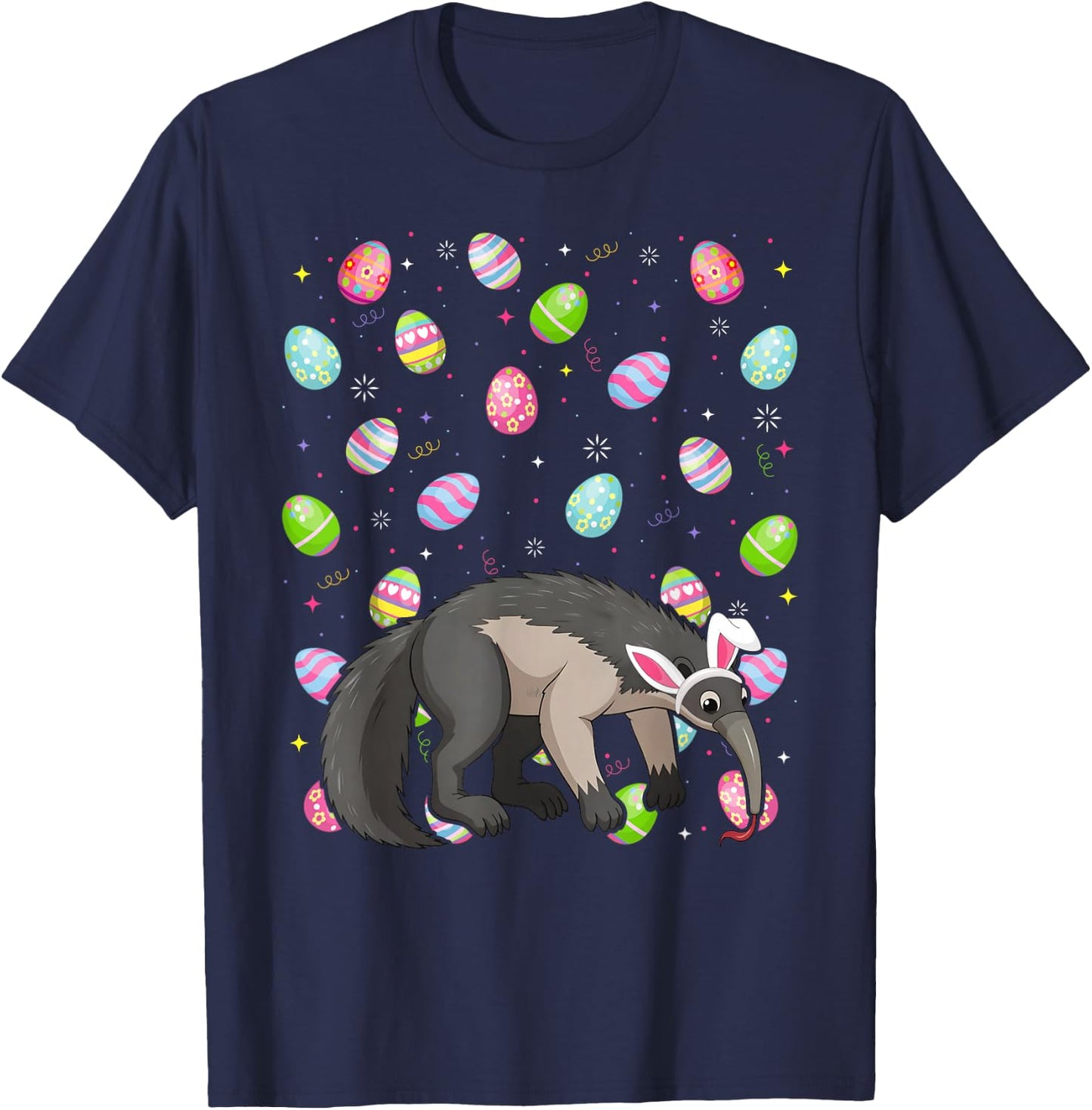 Anteater Happy Easter Egg Hunt Bunny Ear Anteater Easter T-Shirt - T-Shirt | Navy