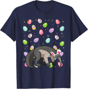 Anteater Happy Easter Egg Hunt Bunny Ear Anteater Easter T-Shirt - T-Shirt | Navy