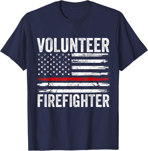 Volunteer Firefighter Men Women Funny Fireman Firewoman Dad T-Shirt - T-Shirt | Navy