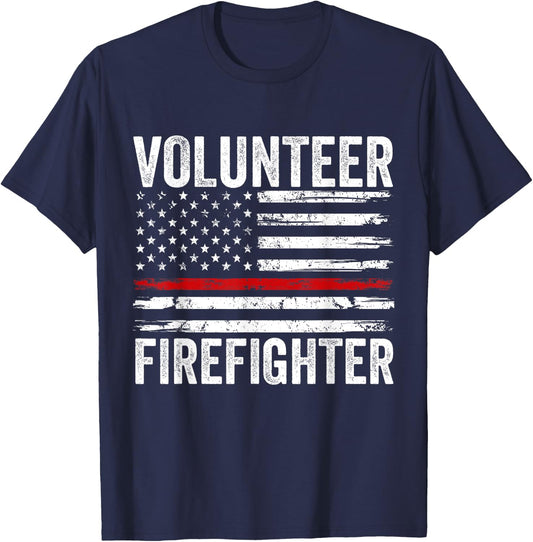 Volunteer Firefighter Men Women Funny Fireman Firewoman Dad T-Shirt - T-Shirt | Navy