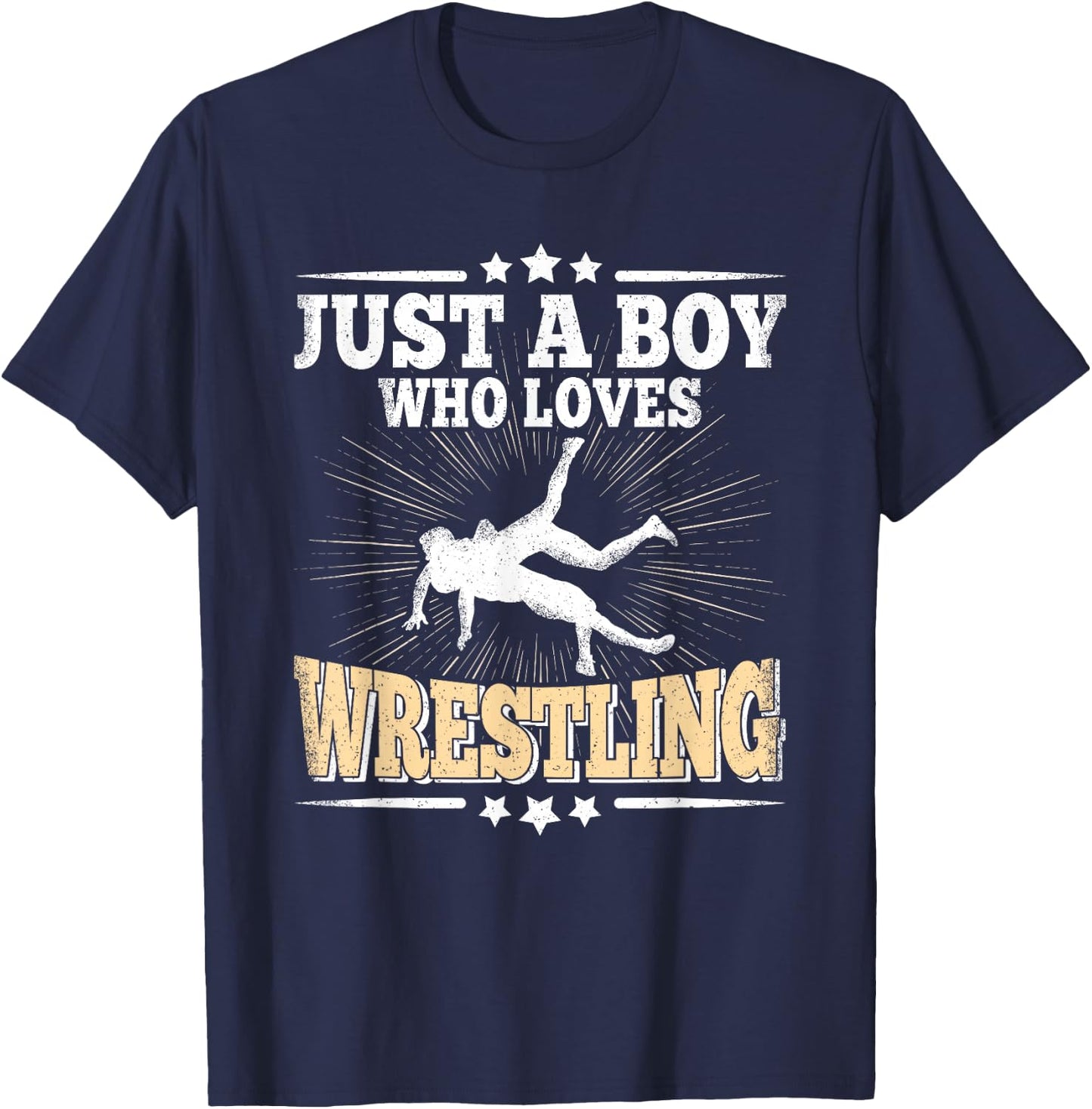 Just A Boy Who Loves Wrestling Funny Wrestle Lover Wrestler T-Shirt - T-Shirt | Navy