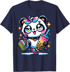 Panda Kawaii Boba Bubble Tea Anime Cute For Kids T-Shirt - T-Shirt | Navy