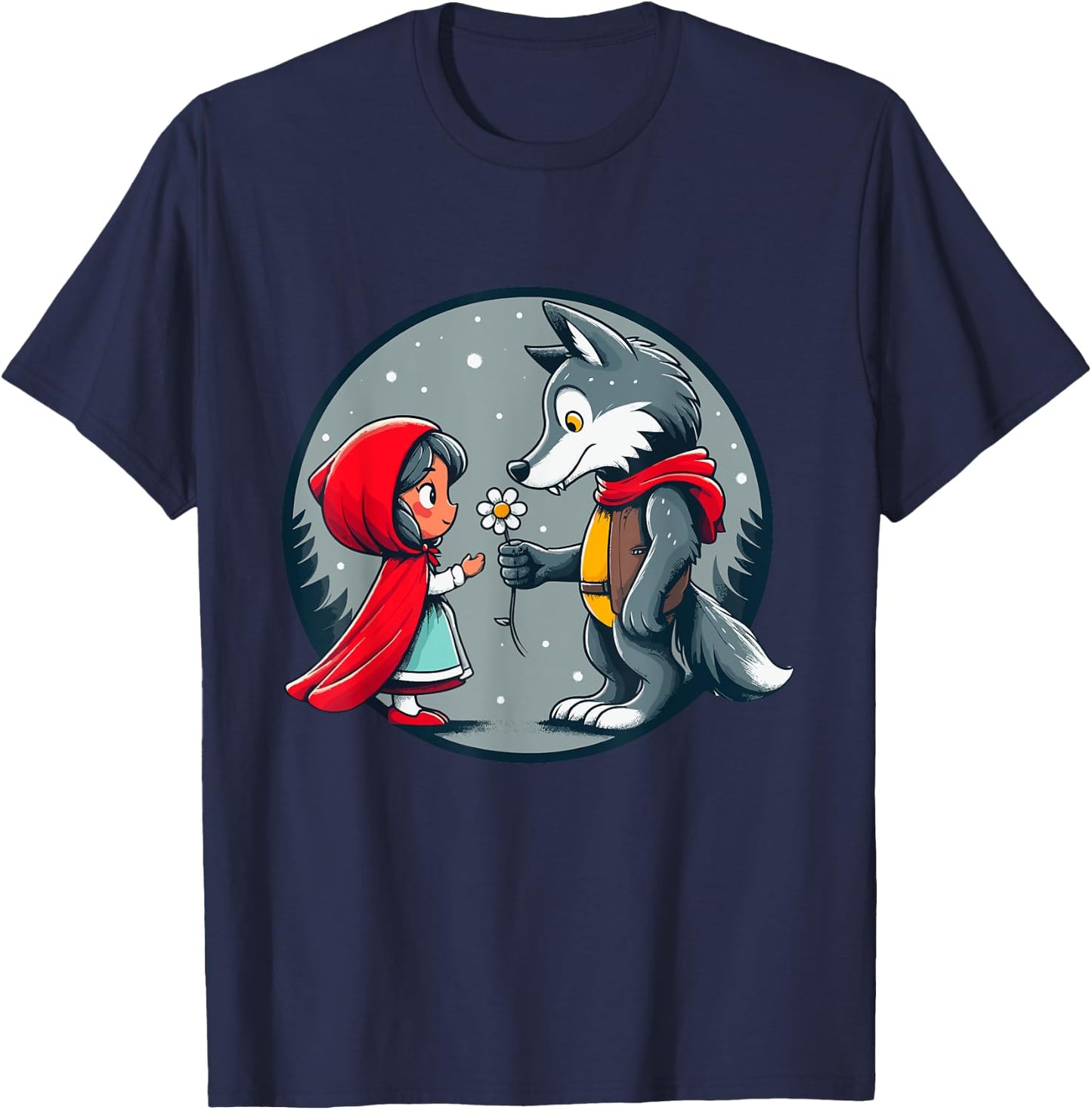Little Red Riding Hood Wolf Fairy Tale Forest Children Cute T-Shirt - T-Shirt | Navy