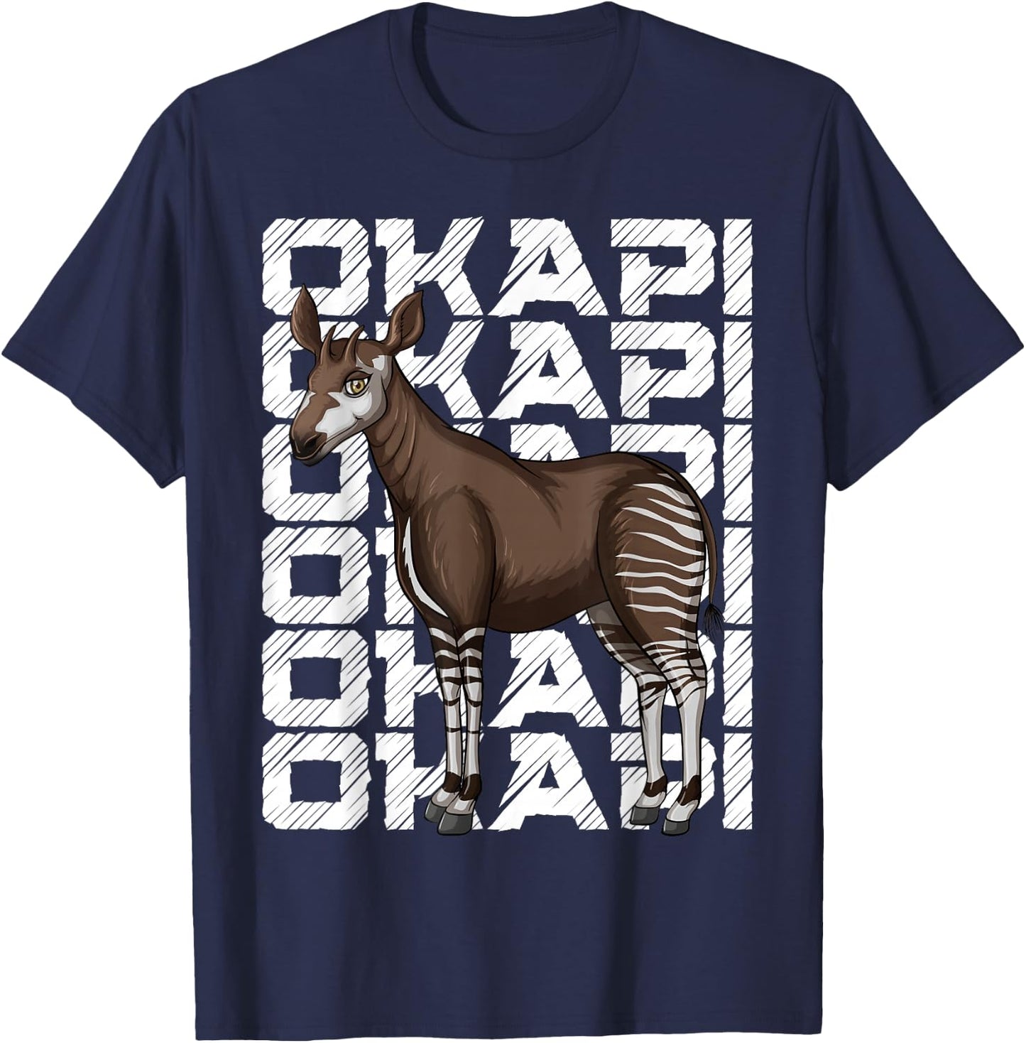 Okapi Illustration with Okapi T-Shirt - T-Shirt | Navy