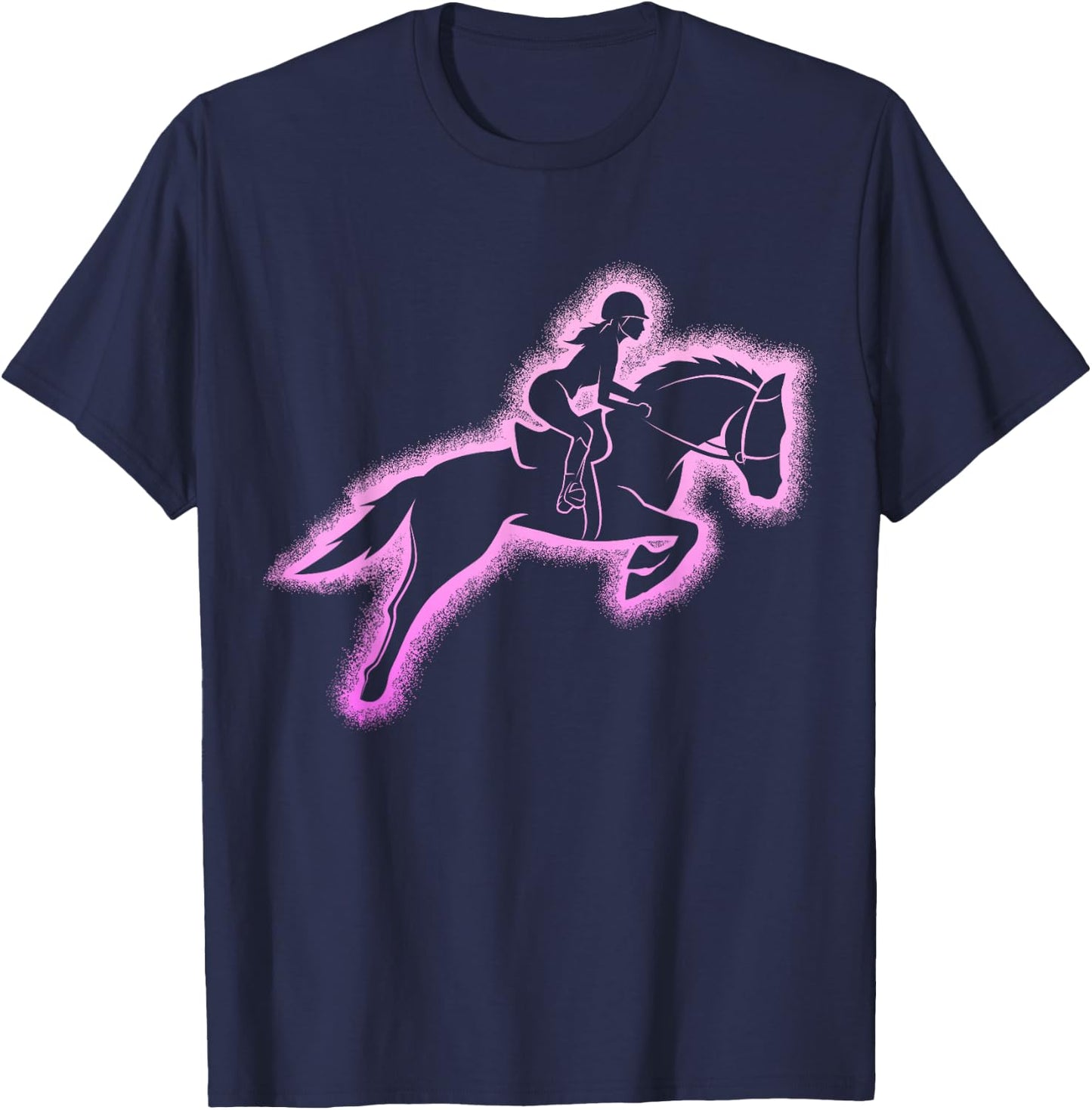 Horse Woman Girl Riding Horses , Black, S T-Shirt - T-Shirt | Navy