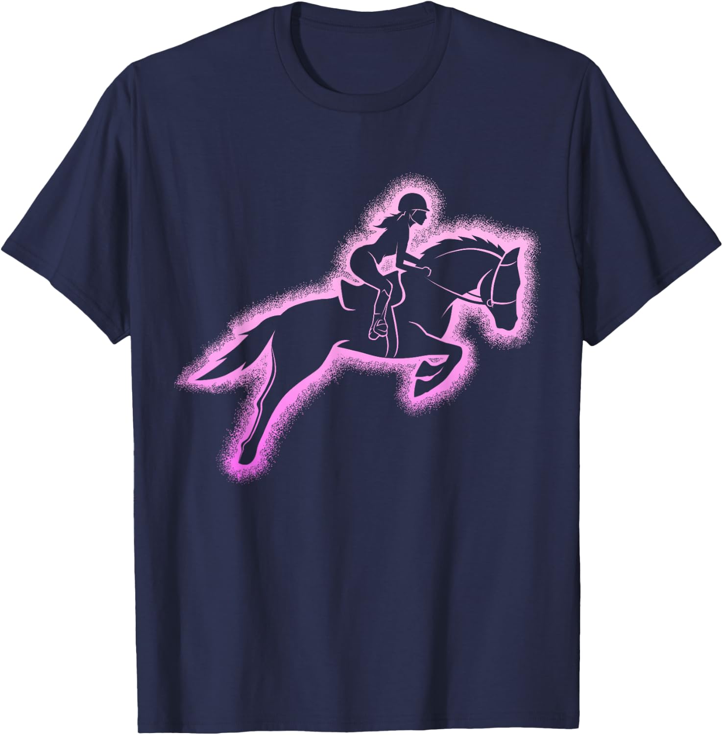 Horse Woman Girl Riding Horses , Black, S T-Shirt - T-Shirt | Navy
