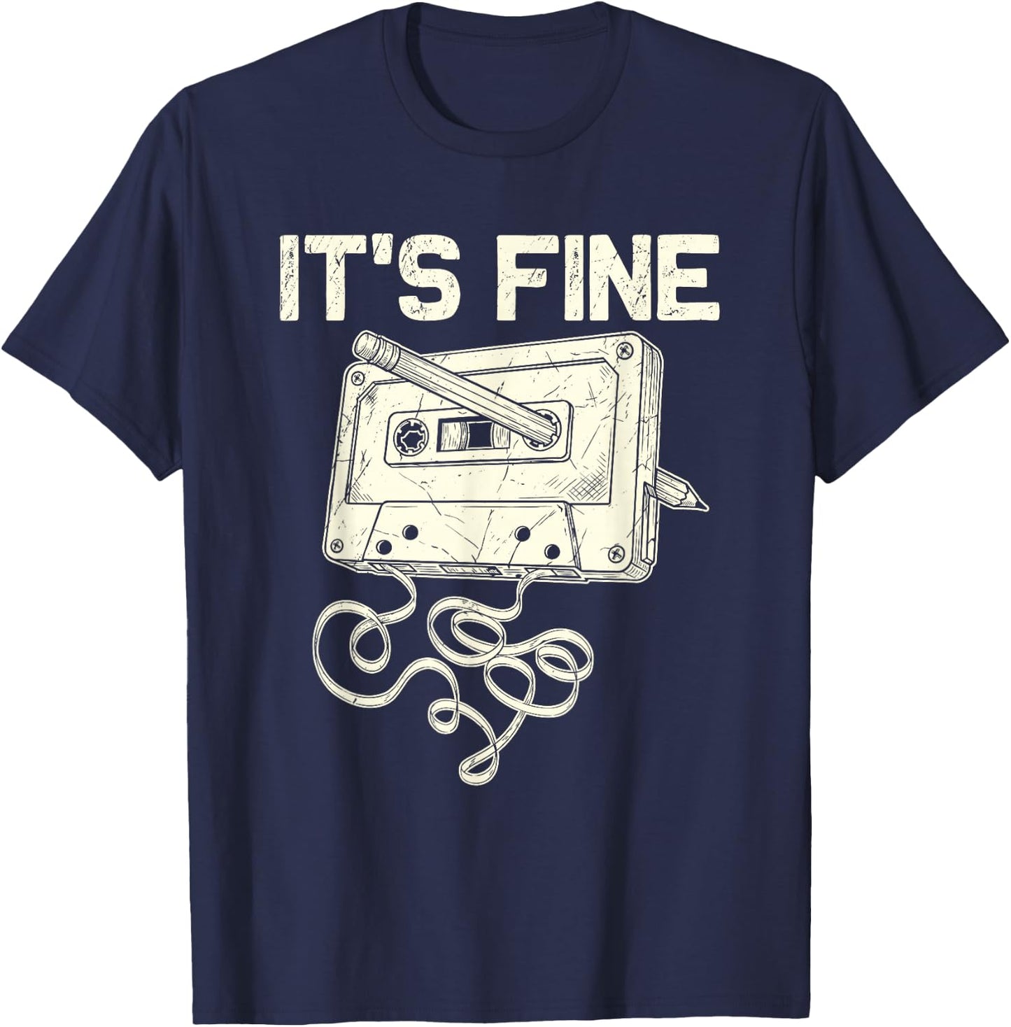 It's Fine Retro Cassette Tape 80's 90's Music Vintage T-Shirt - T-Shirt | Navy