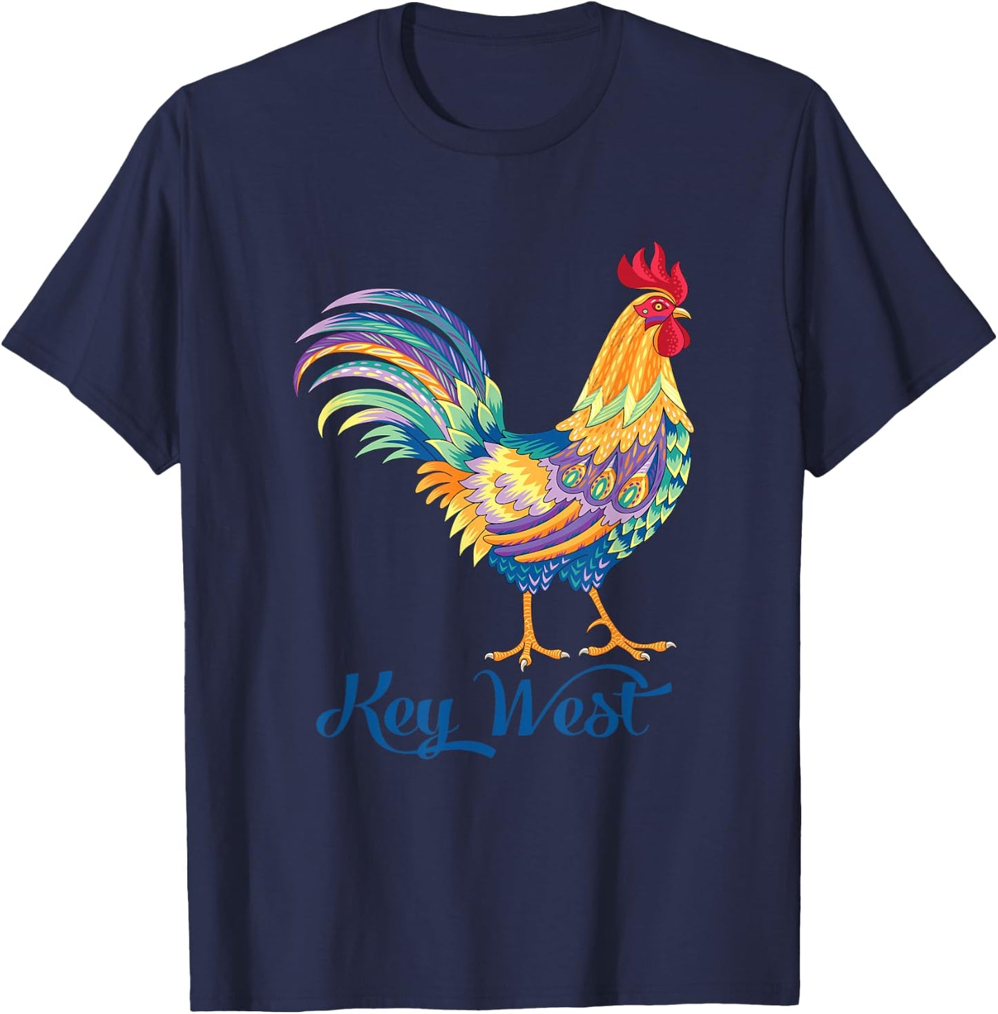 Key West Pretty Rooster Florida keys T-Shirt - T-Shirt | Navy