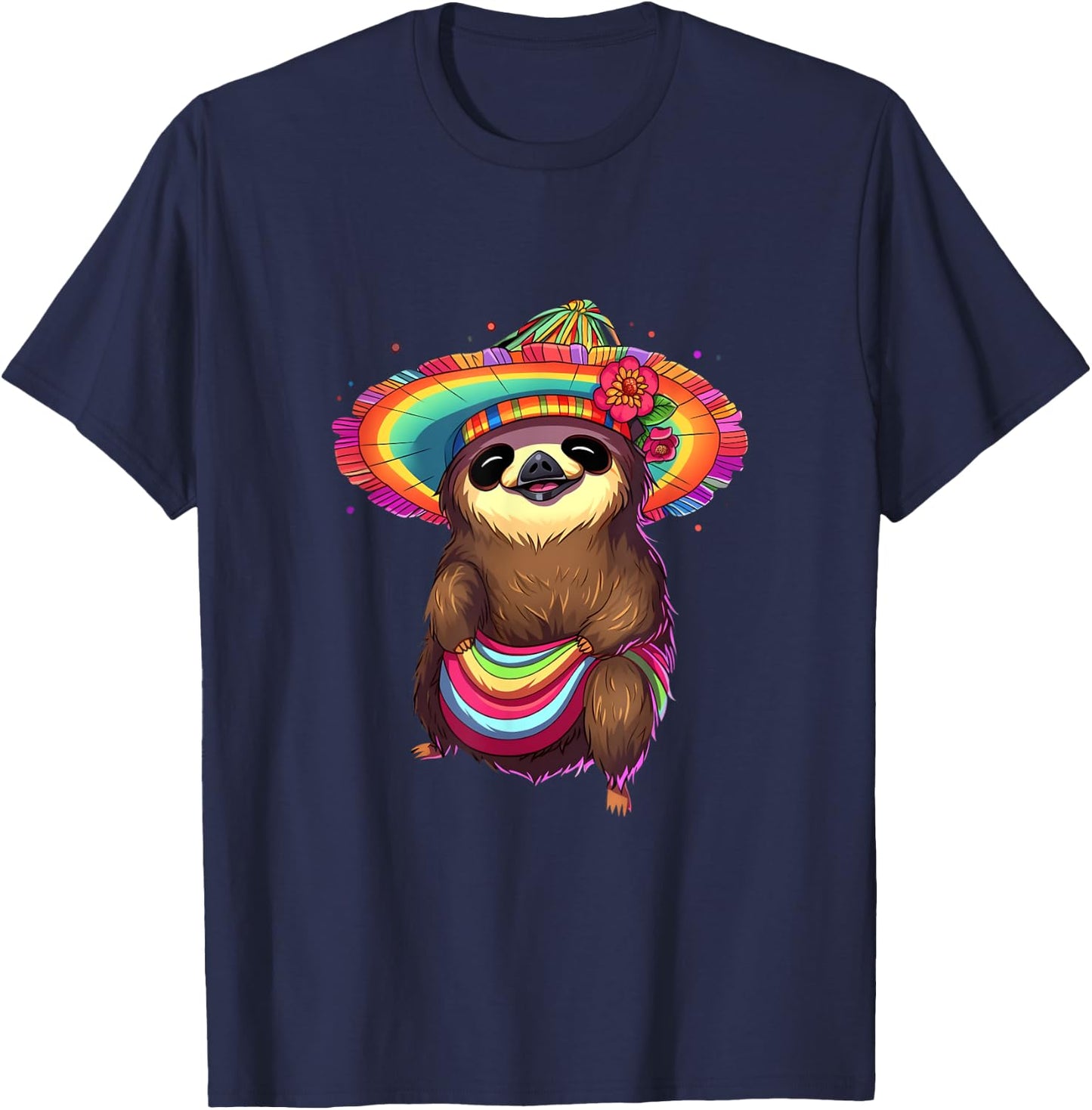 Sloth Mexican Hat Sombrero Cinco de Mayo Sloth Lover T-Shirt - T-Shirt | Navy