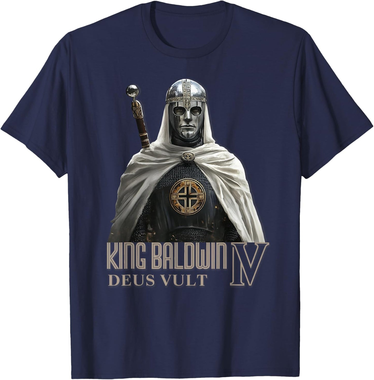 King Baldwin IV Jerusalem Cross Catholic T-Shirt - T-Shirt | Navy