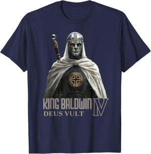 King Baldwin IV Jerusalem Cross Catholic T-Shirt - T-Shirt | Navy