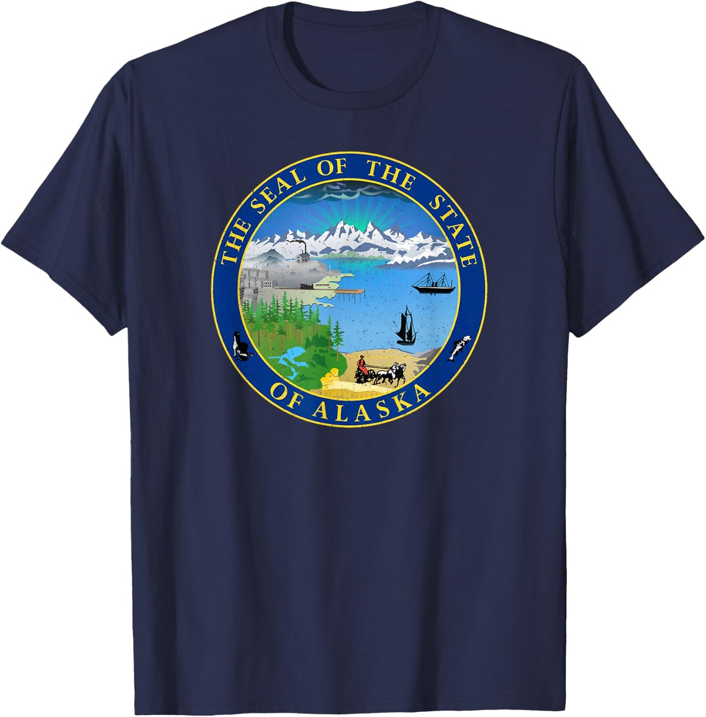 Alaska State Seal Flag T-Shirt - T-Shirt | Navy