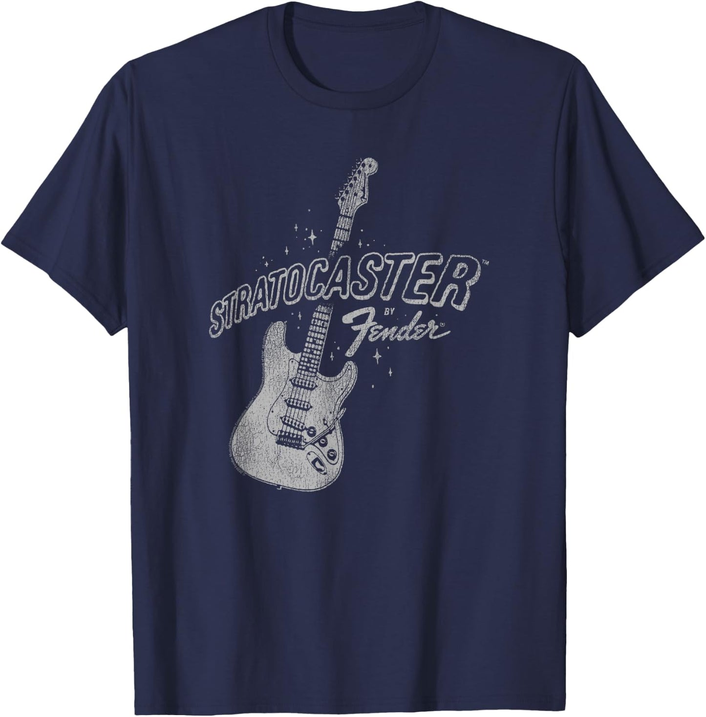 Fender Stratocaster Sparkling Guitar Vintage Poster T-Shirt - T-Shirt | Navy