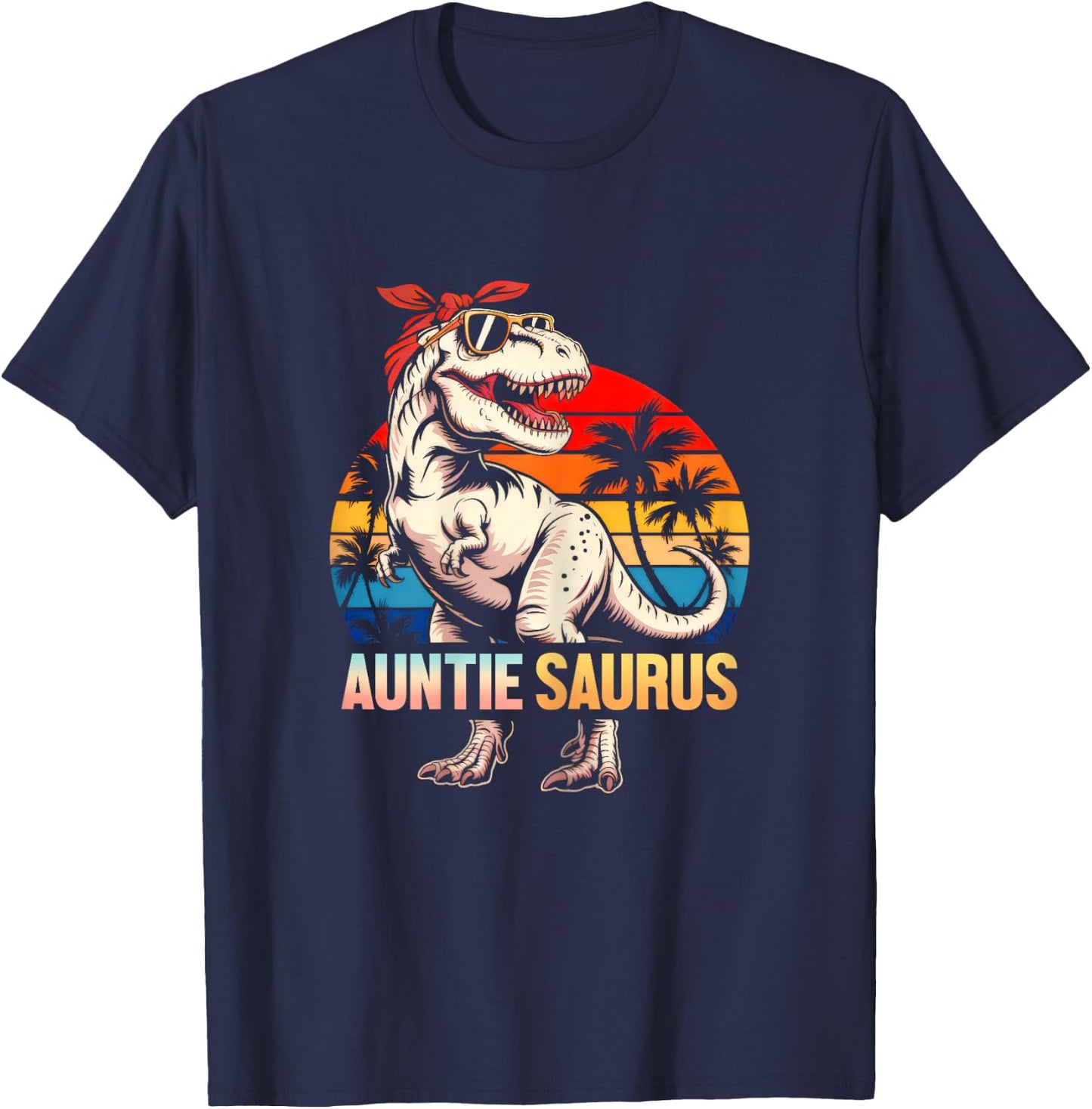 Auntiesaurus T Rex Dinosaur Auntie Saurus Auntie Family T-Shirt - T-Shirt | Navy