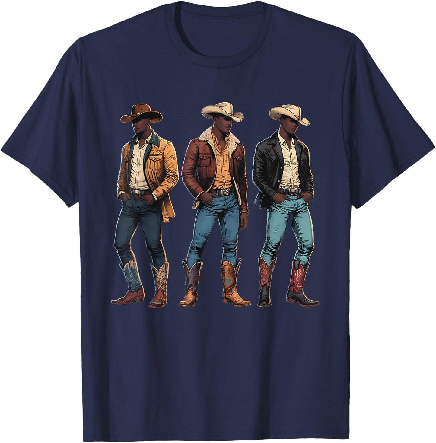 Melanin Cowboy Western African American Black History Month T-Shirt - T-Shirt | Navy