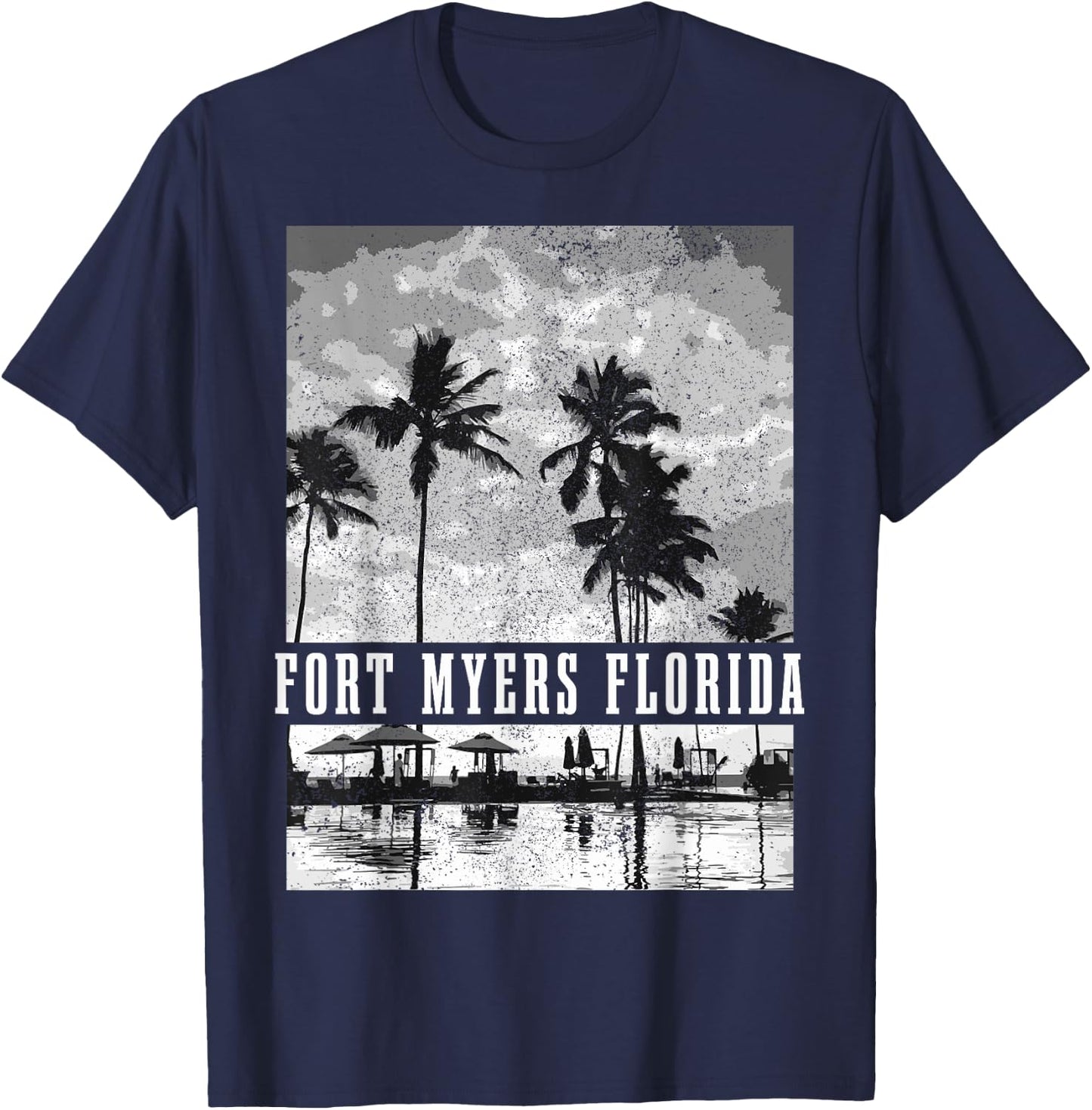 Fort Myers Beach Florida Vintage USA America Souvenir T-Shirt - T-Shirt | Navy