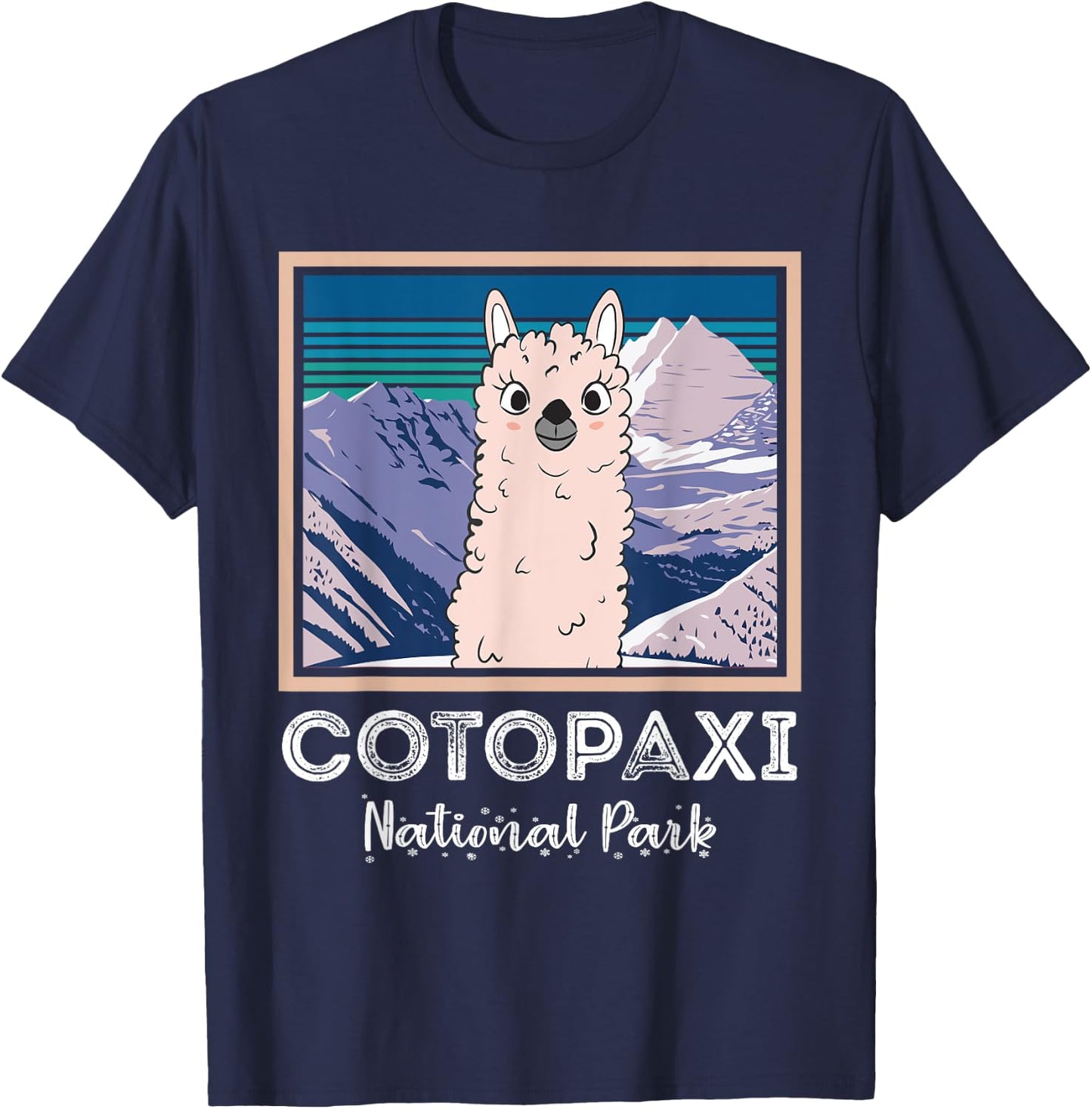 Cute Llama from Ecuador Mountains Cotopaxi National Park T-Shirt - T-Shirt | Navy