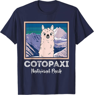 Cute Llama from Ecuador Mountains Cotopaxi National Park T-Shirt - T-Shirt | Navy