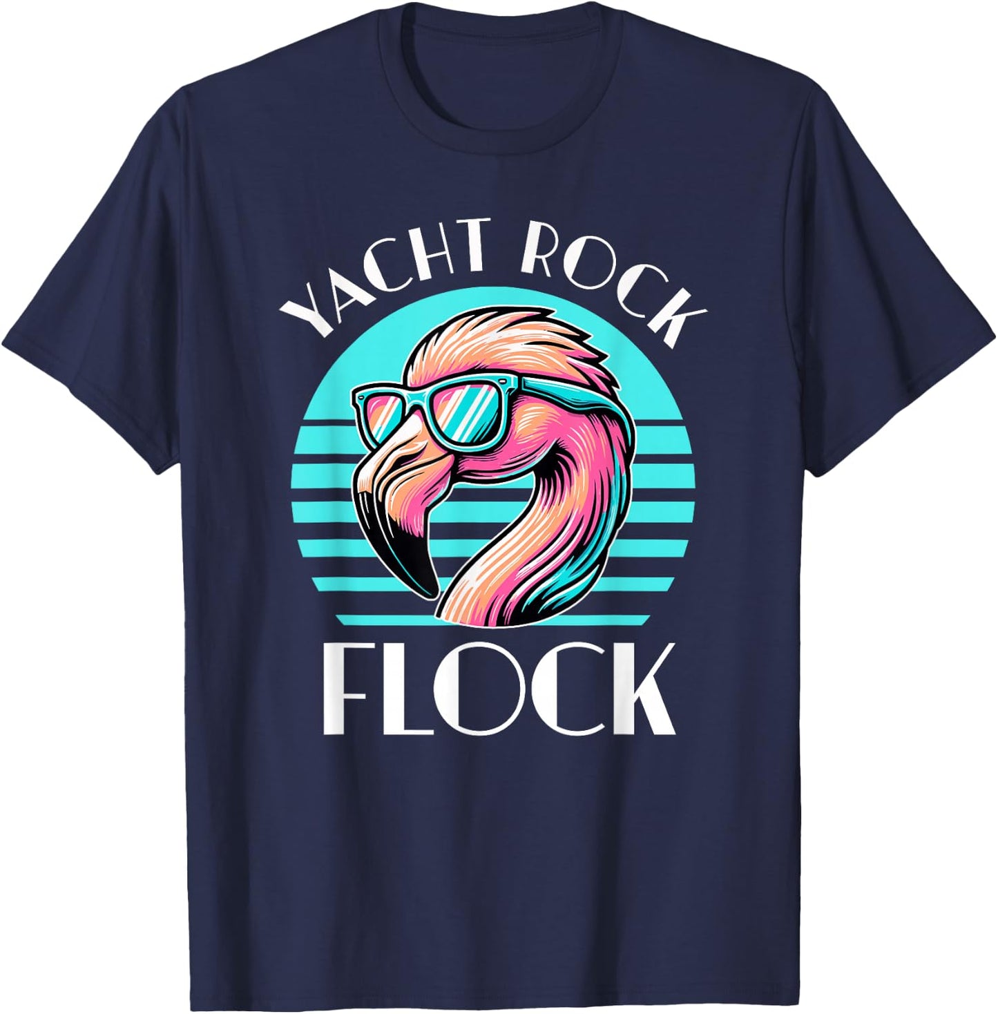 Retro Yacht Rock Flock T-Shirt - T-Shirt | Navy