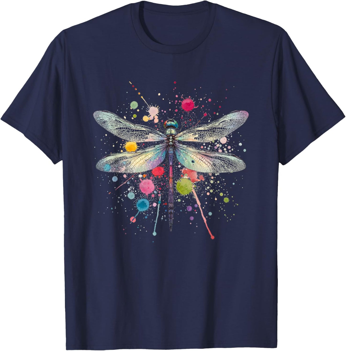 Vibrant Dragonfly Splatter for All Occasions T-Shirt - T-Shirt | Navy