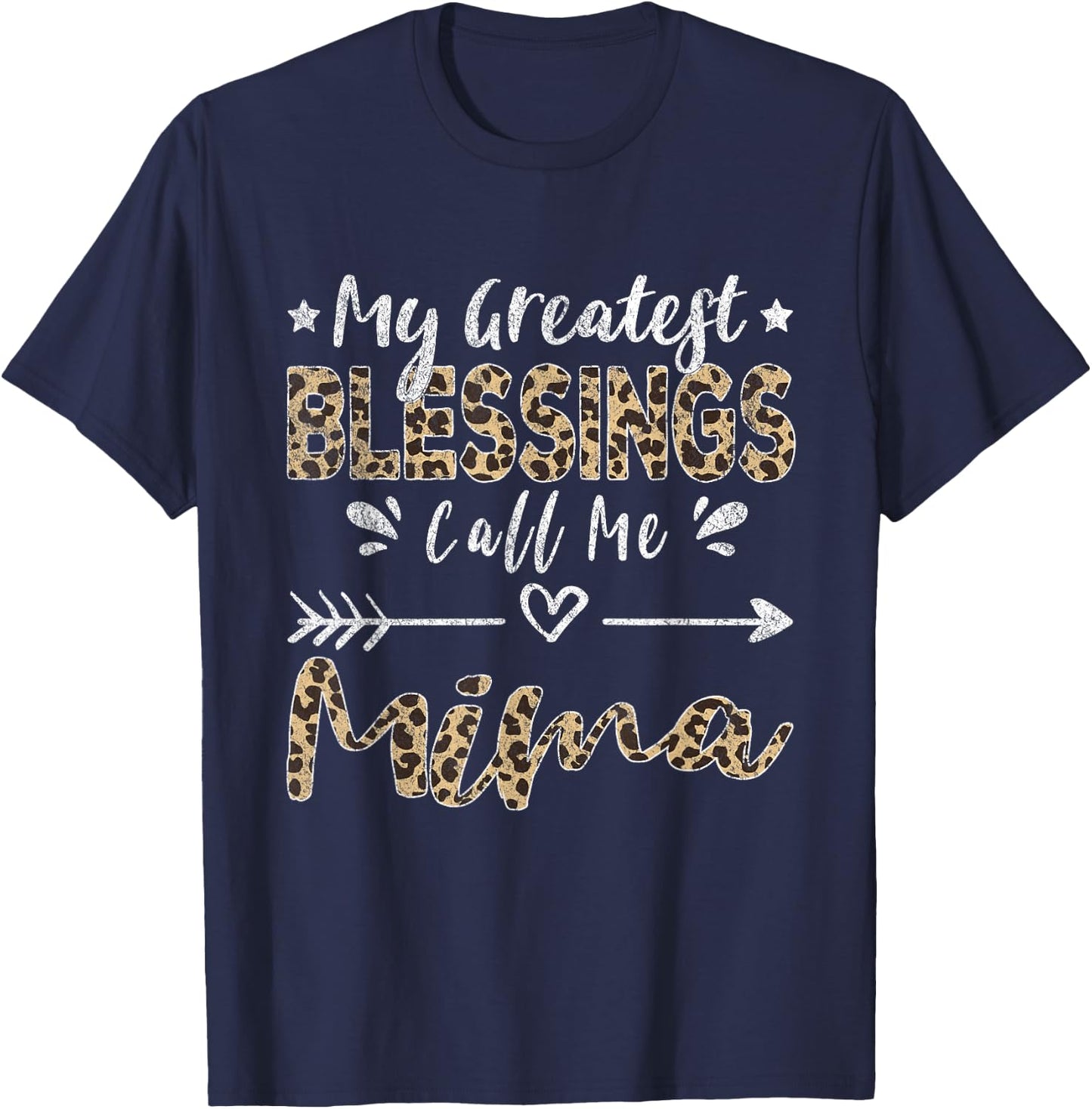 My Greatest Blessings Call Me Mima Leopard T-Shirt - T-Shirt | Navy