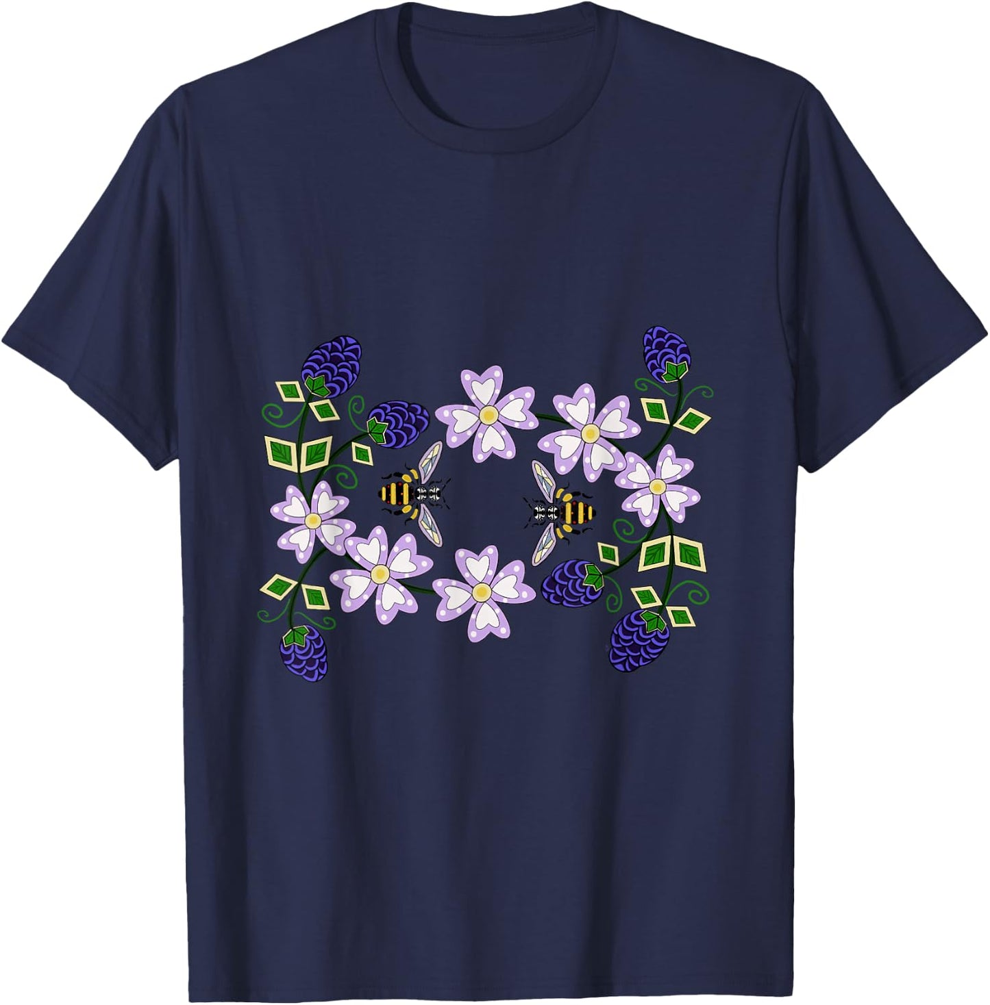 Bees & Berries Walking in Balance T-Shirt - T-Shirt | Navy