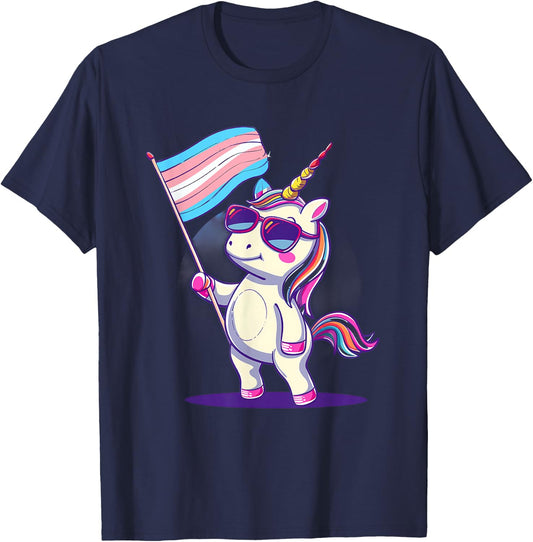 Transgender Unicorn Transsexuality LGBT Transsexual Flag T-Shirt - T-Shirt | Navy