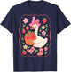 Cute Strawberry Goose Coquette Bow Floral Summer Goose T-Shirt - T-Shirt | Navy
